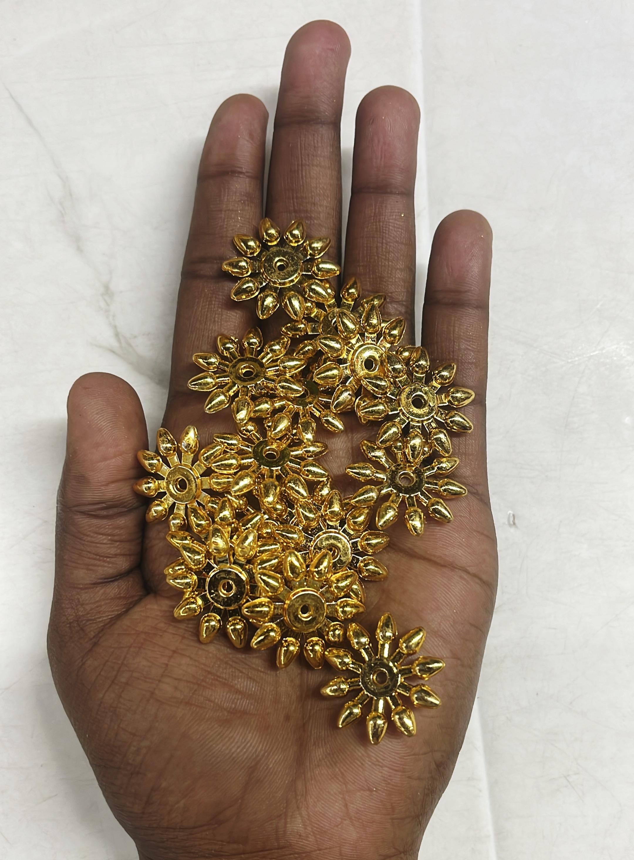 Golden Acrylic jasmine beads small for garland making 100g in a 1pack