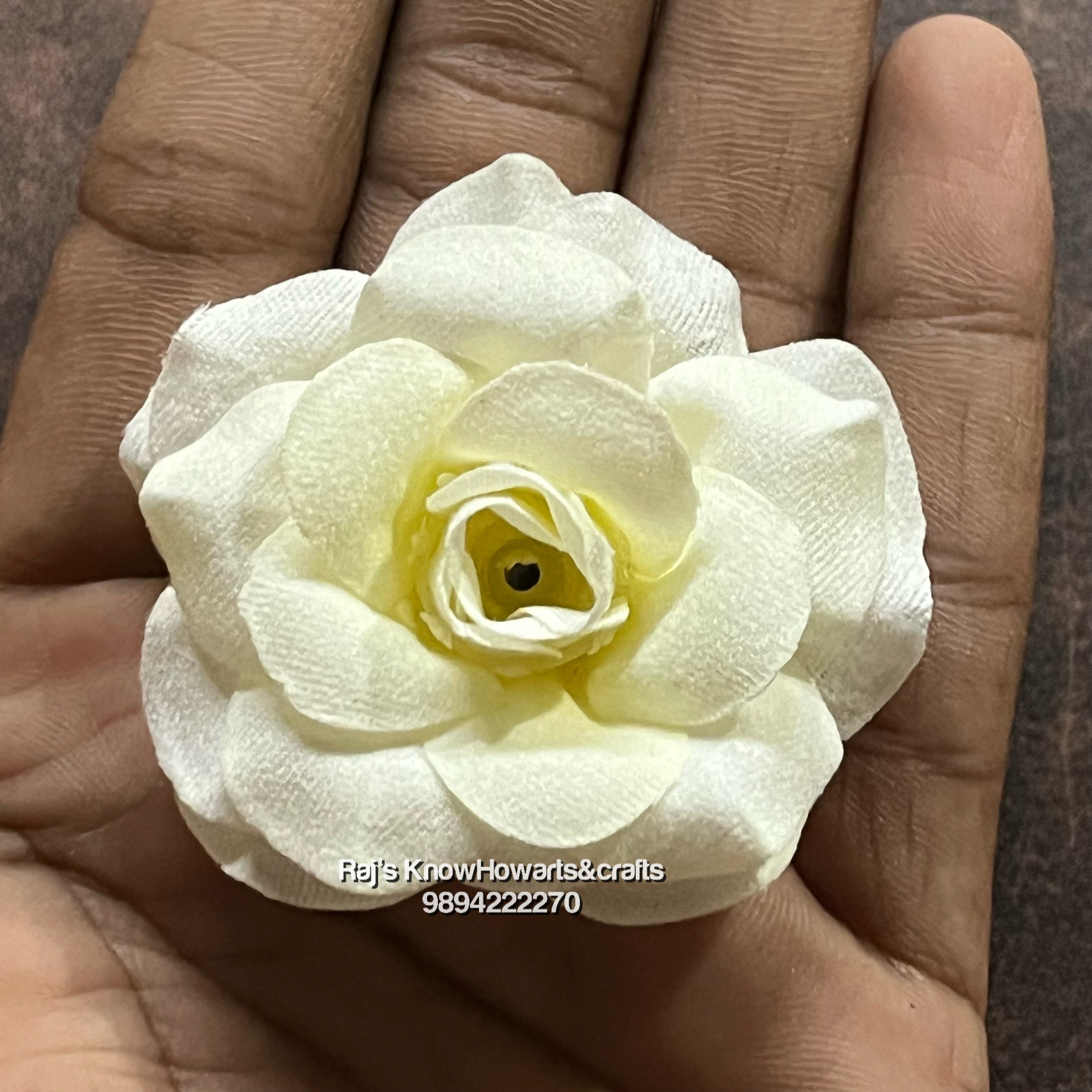 Small size Fabric white rose  - 10 pc in a pack