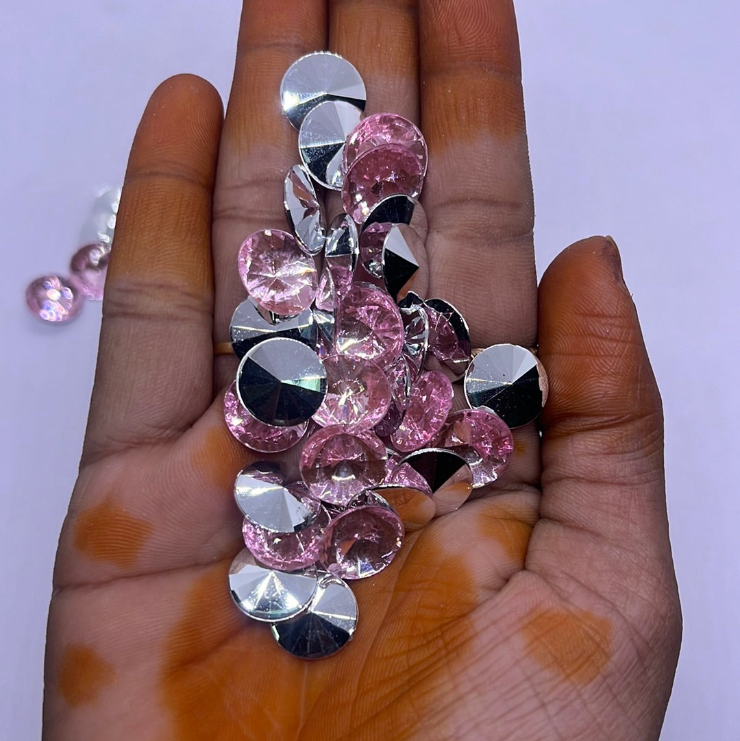 12mm Acrylic diamond light pink -10g 1