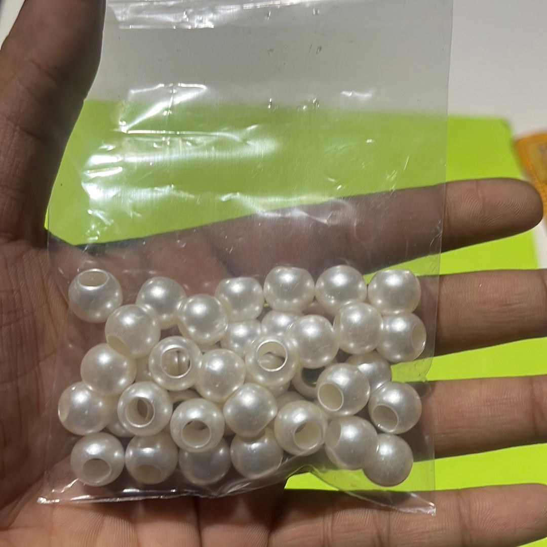 White plastic Round  Pearl 12mm  25 g