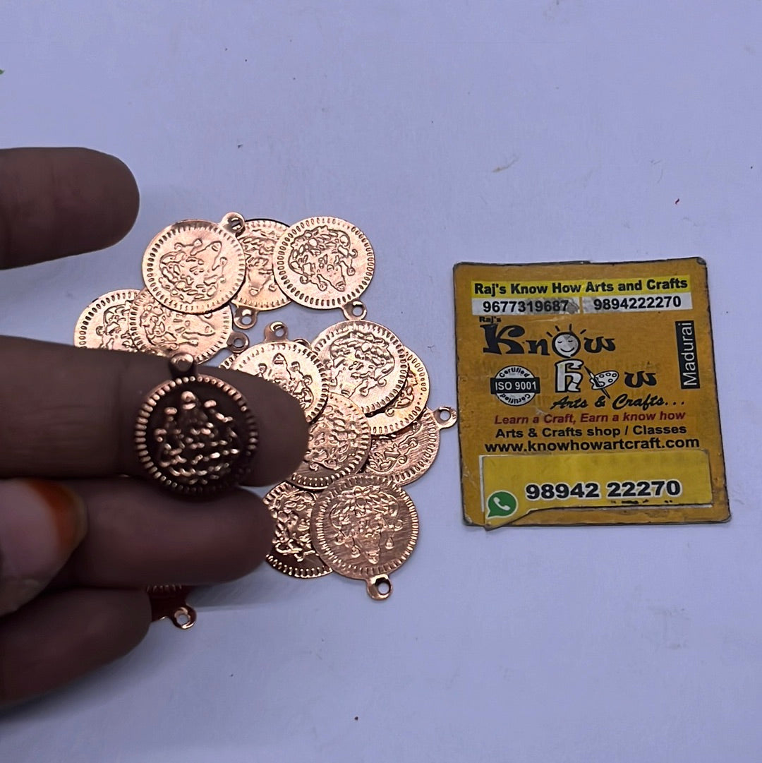 Copper lakshmi coin in jewelry making 25g in a pack