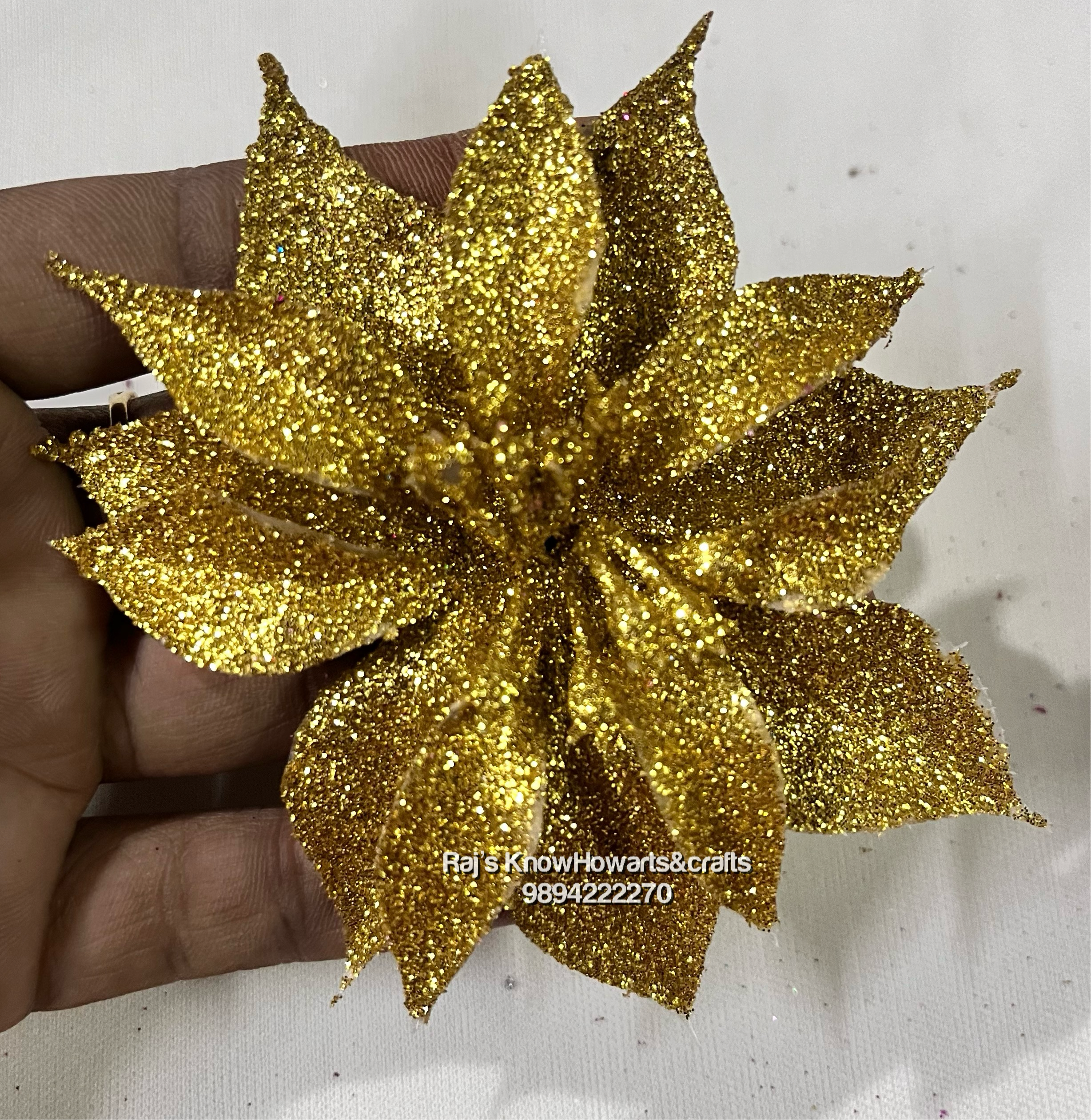 Gold Glitter Big flower - 2 pc