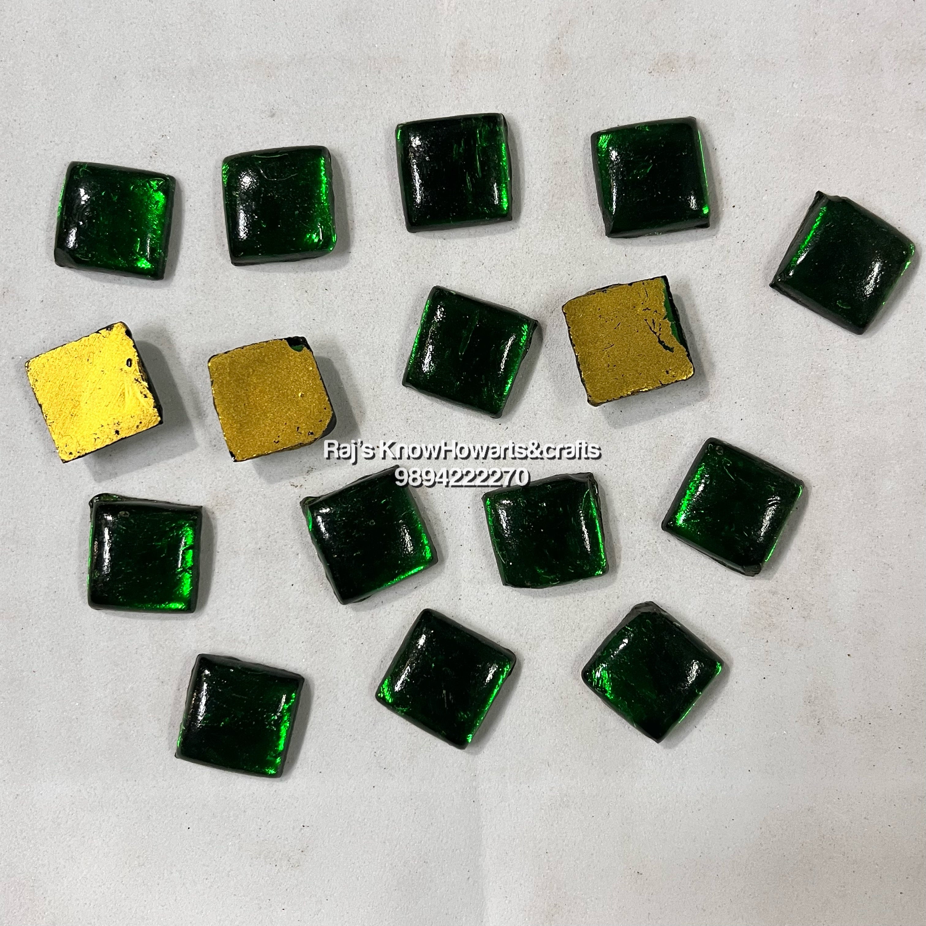 16x16 Green Square Tanjore Painting Jaipur Kundan stones-50 stones in a pack - 16SG