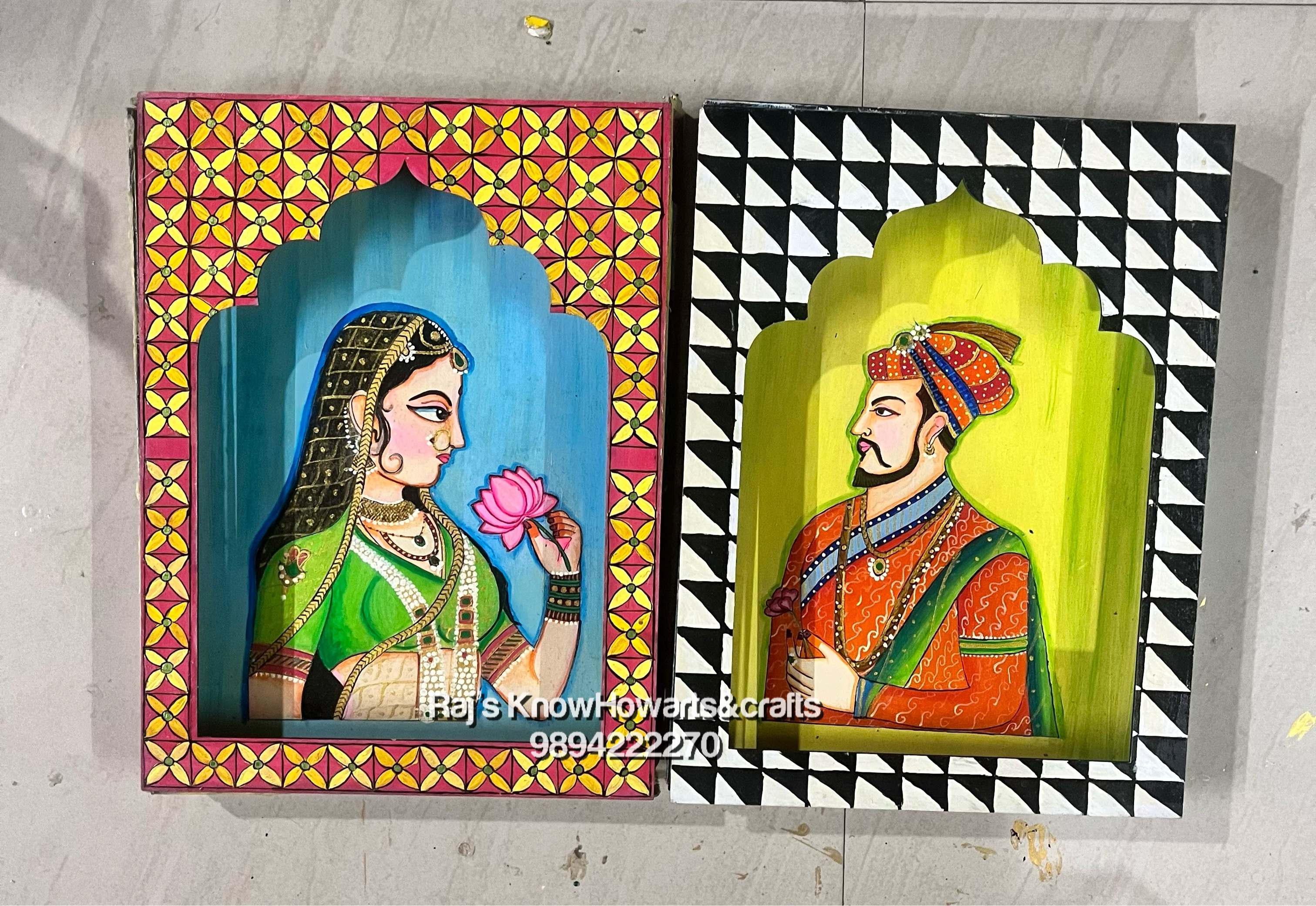 Colourful jharokha painting raja rani