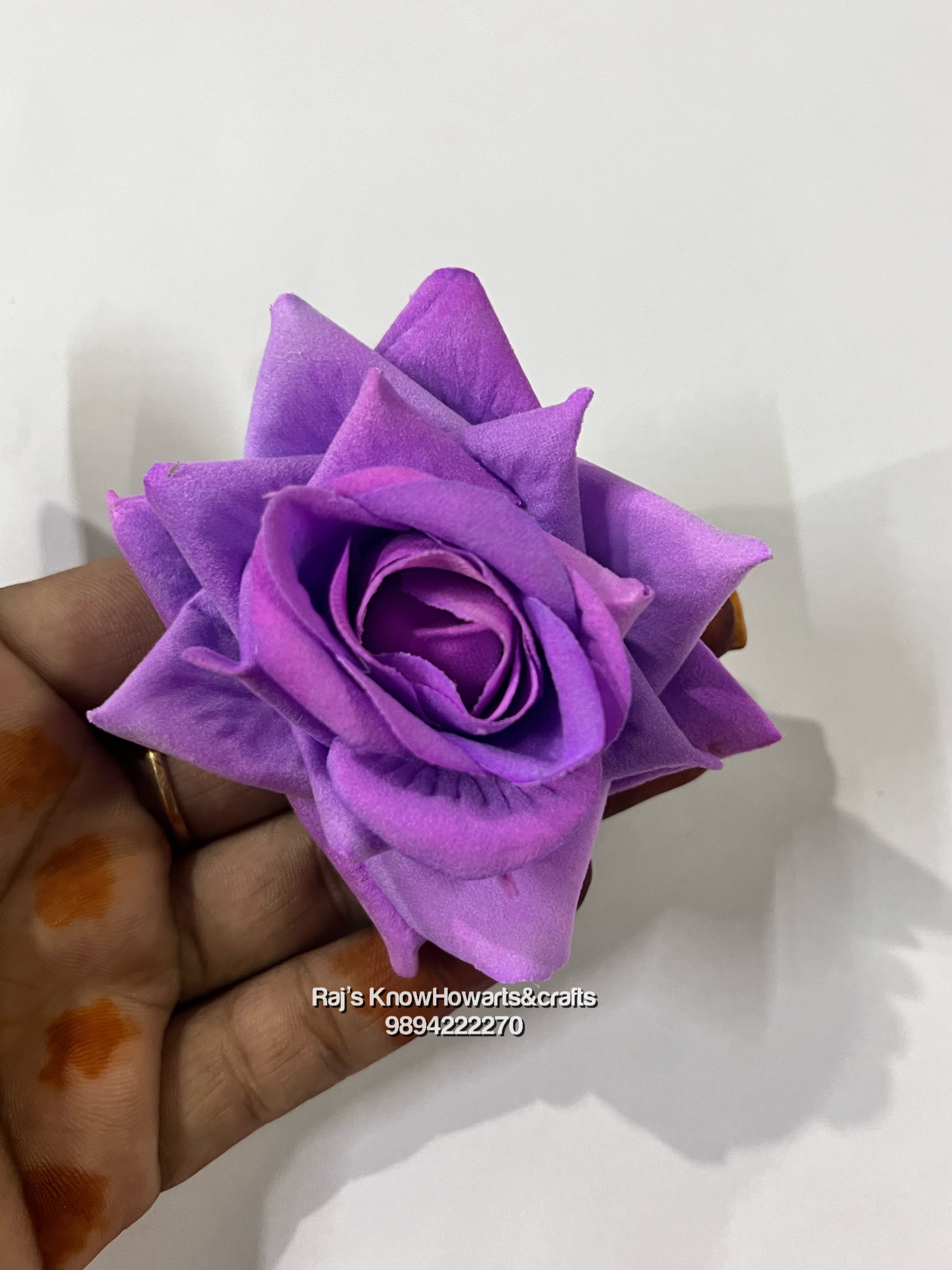 Artificial velvet rose  flower - 5pc