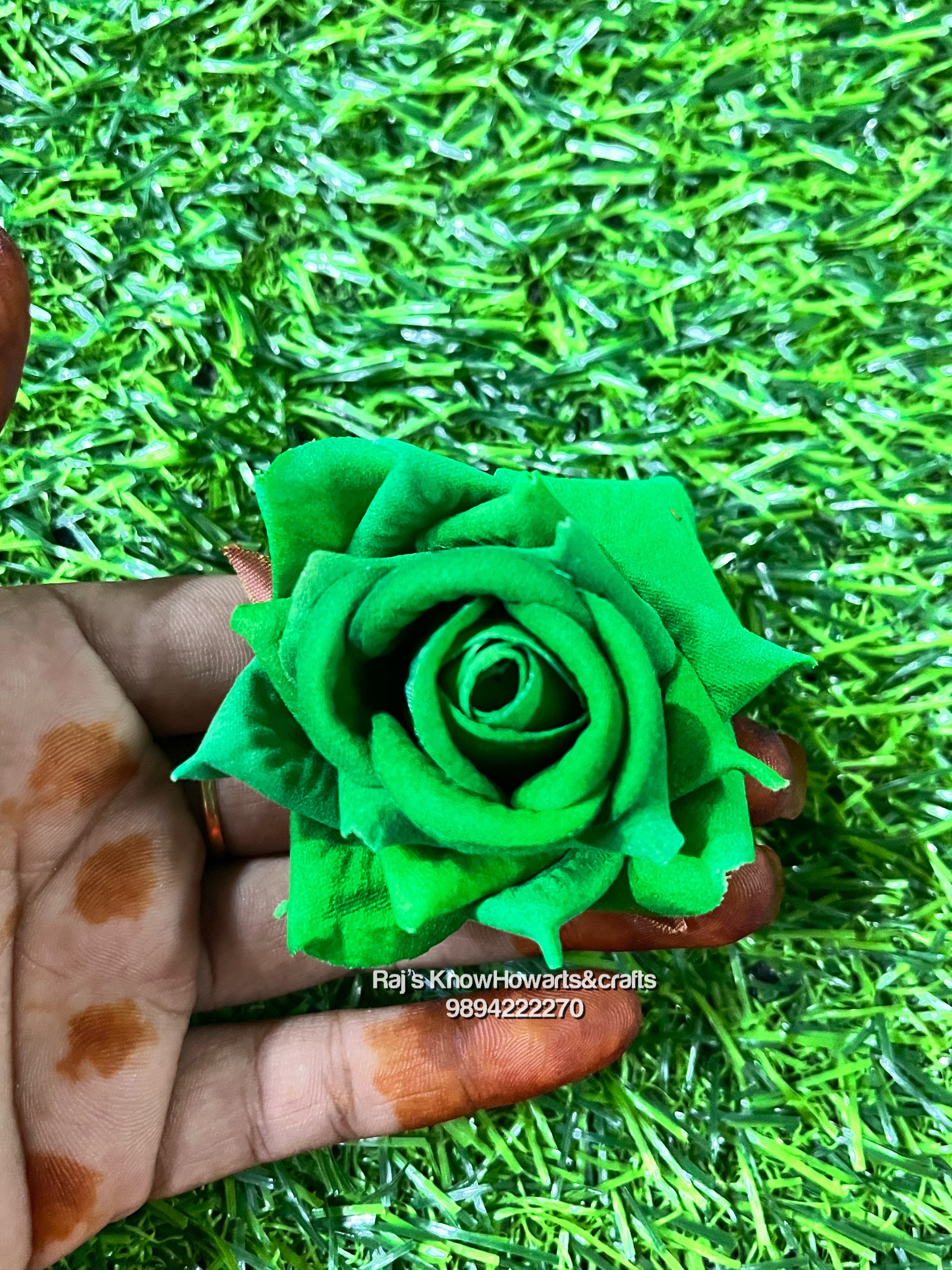 Artificial velvet rose  flower - 5pc