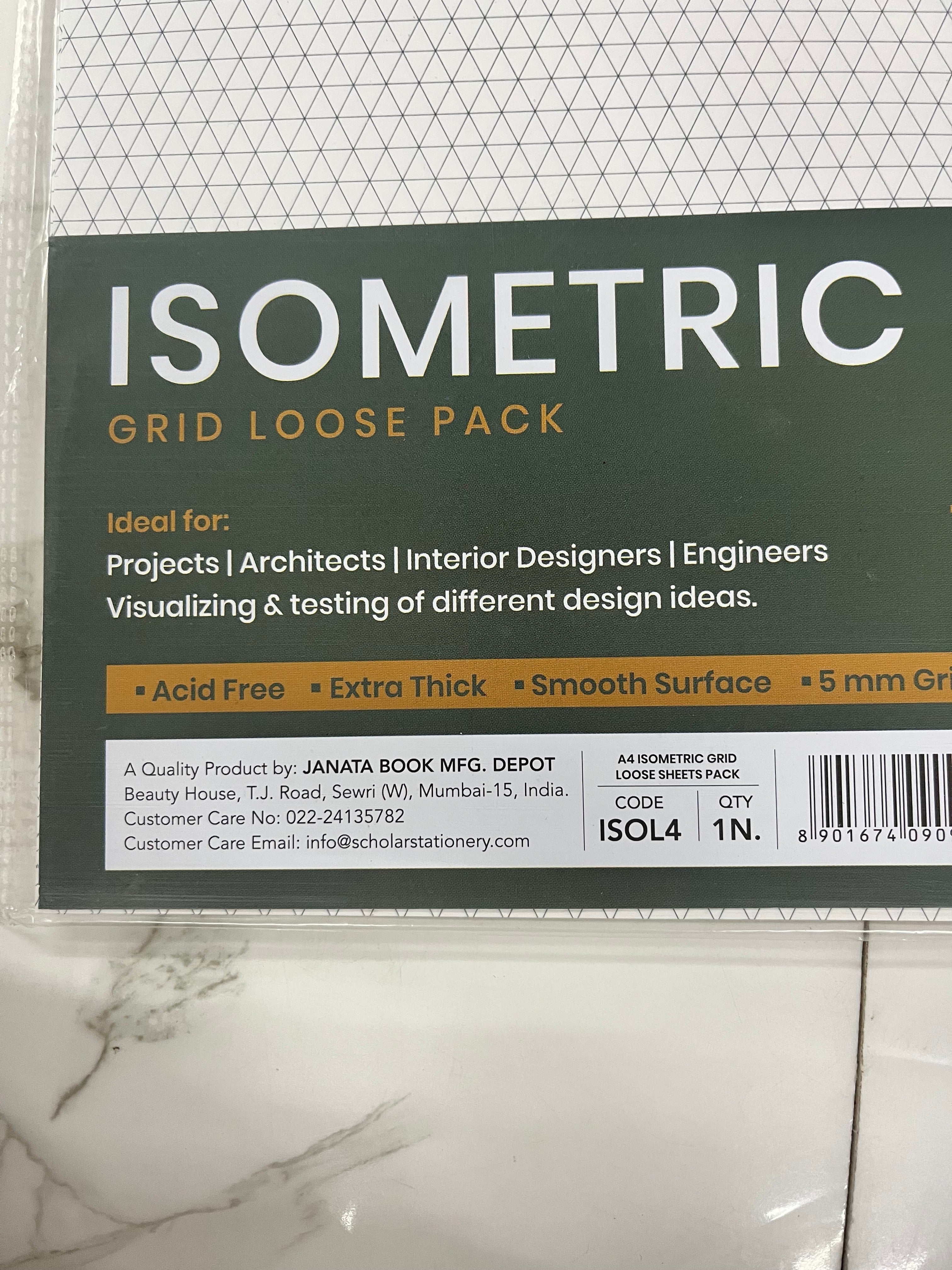 Scholar A4 ISOMETRIC grid loose pack -25 sheets 100gsm