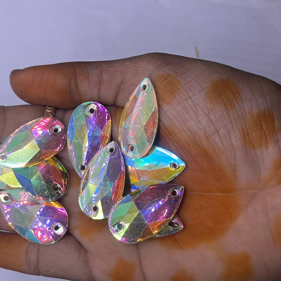 Zilzon drop shape crystal edged rainbow color - 10g 3