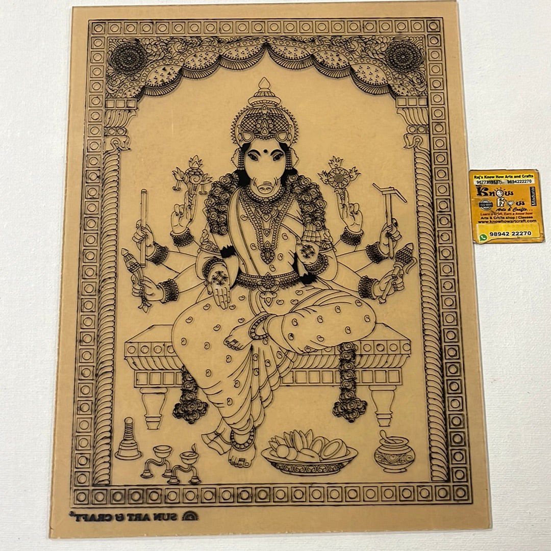 Varaghi amman Tanjore Reverse Fibre Glass Painting