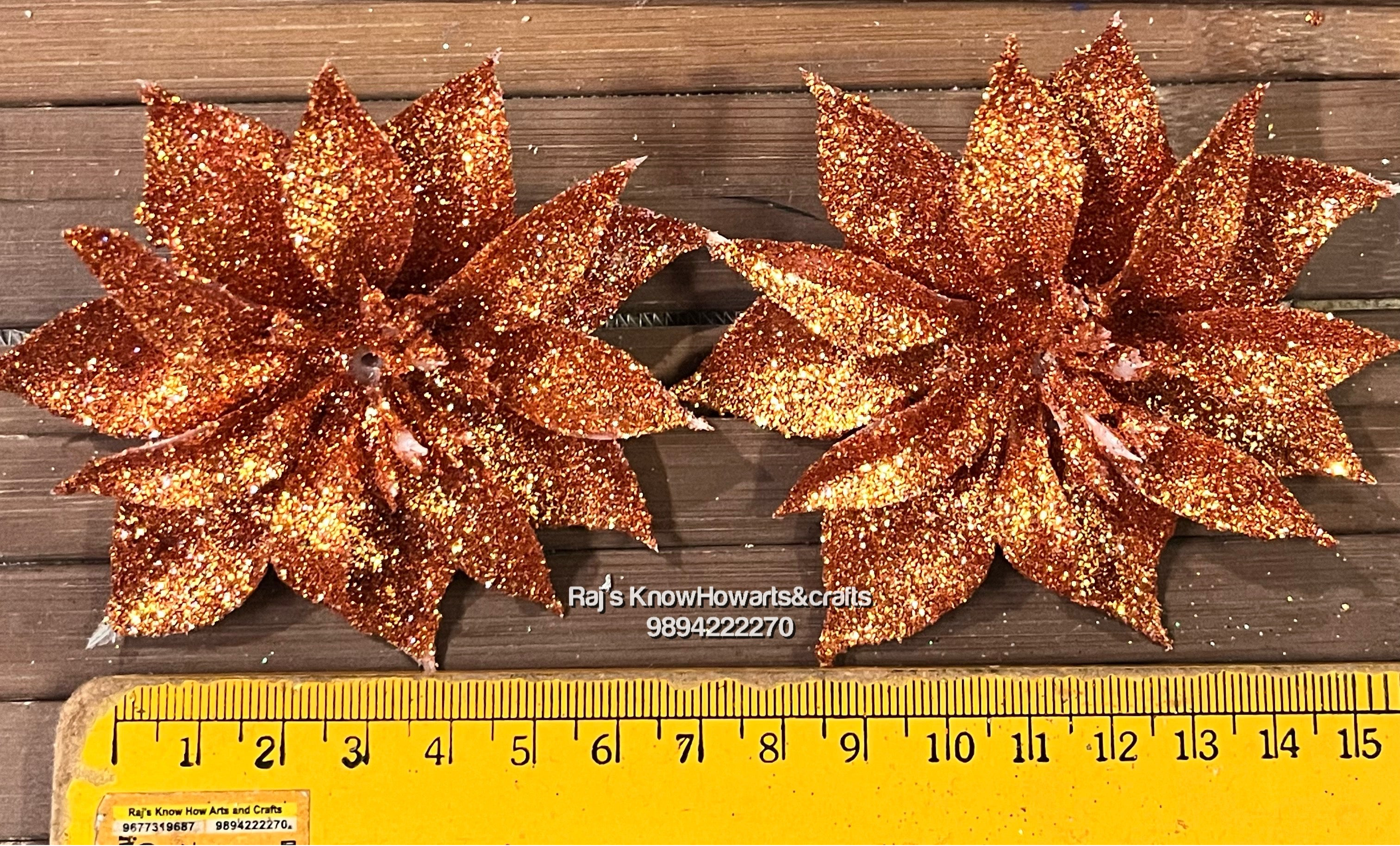 Orange Glitter Big flower - 2 pc