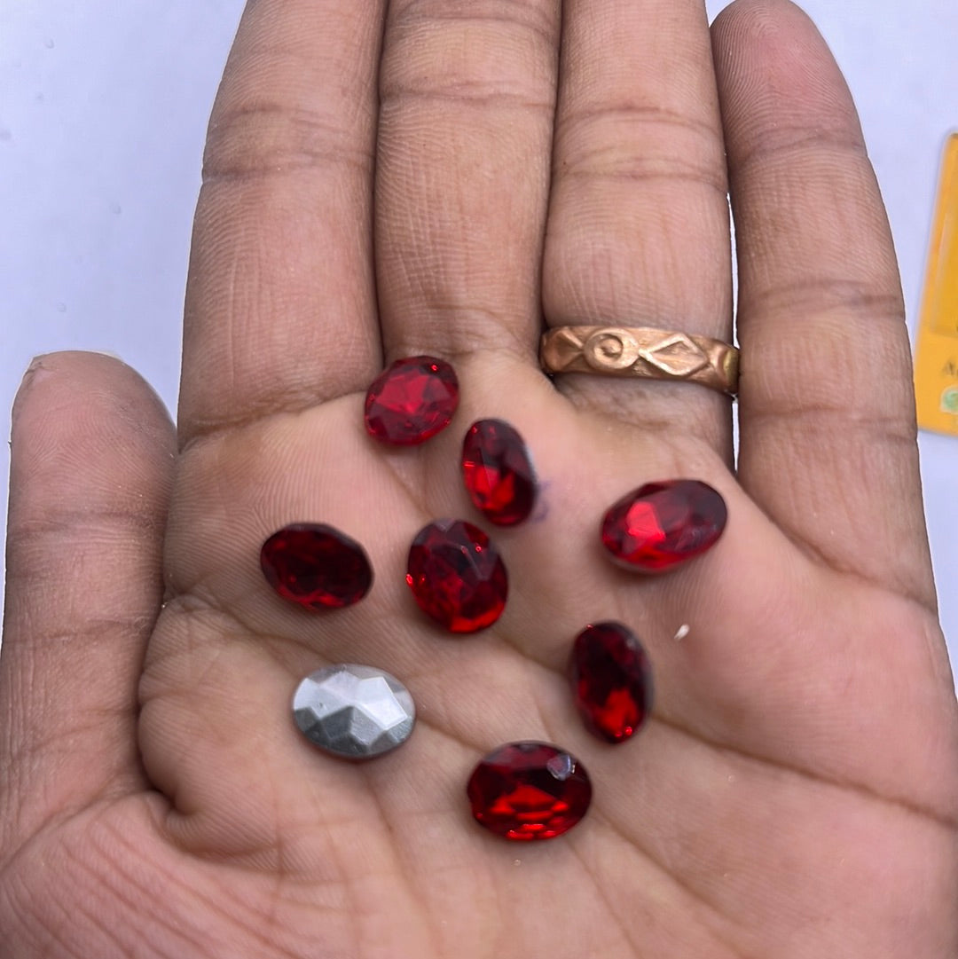 8x10 AD Red stone Tanjore Painting American diamond Kundan stones-8 stones in a pack