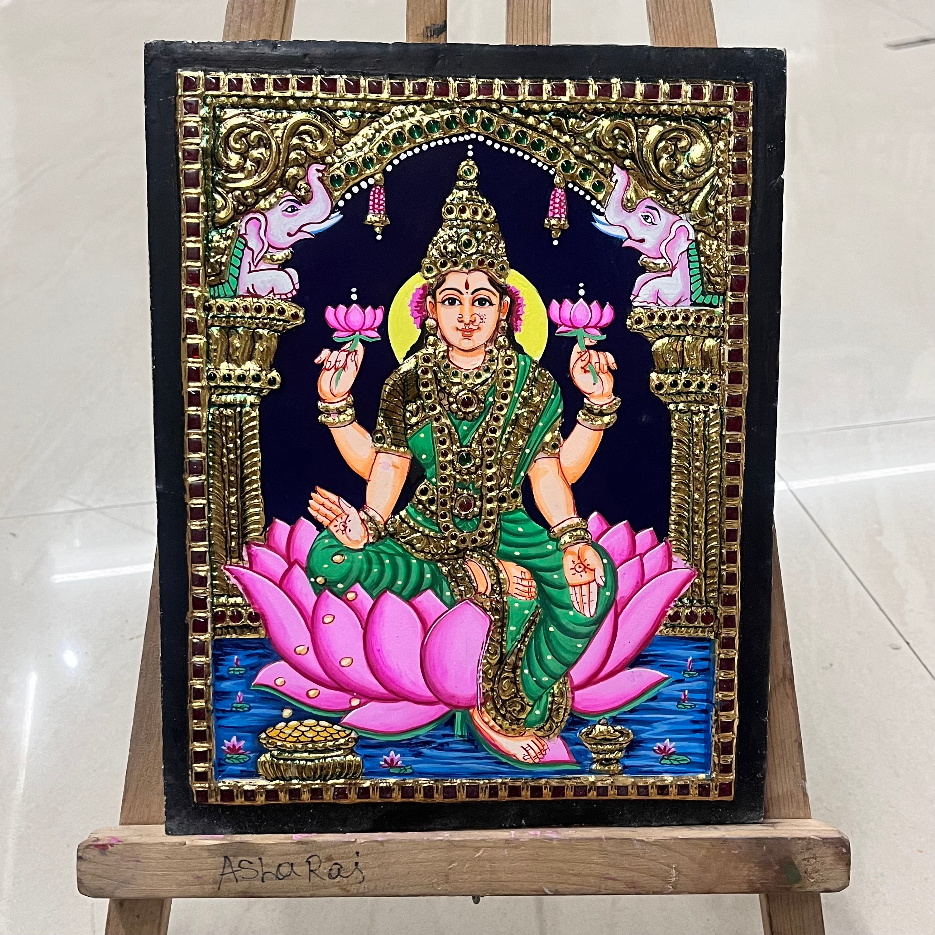 Gajalakshmi different designs assorted 1pack Tanjore painting 8x10 assorted 1pack(15days delivery form payment date)