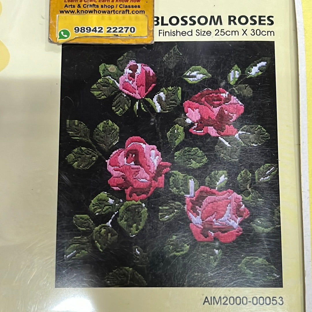 Anchor stitch embroidery kit blossom roses finished size 25cm x 30cm