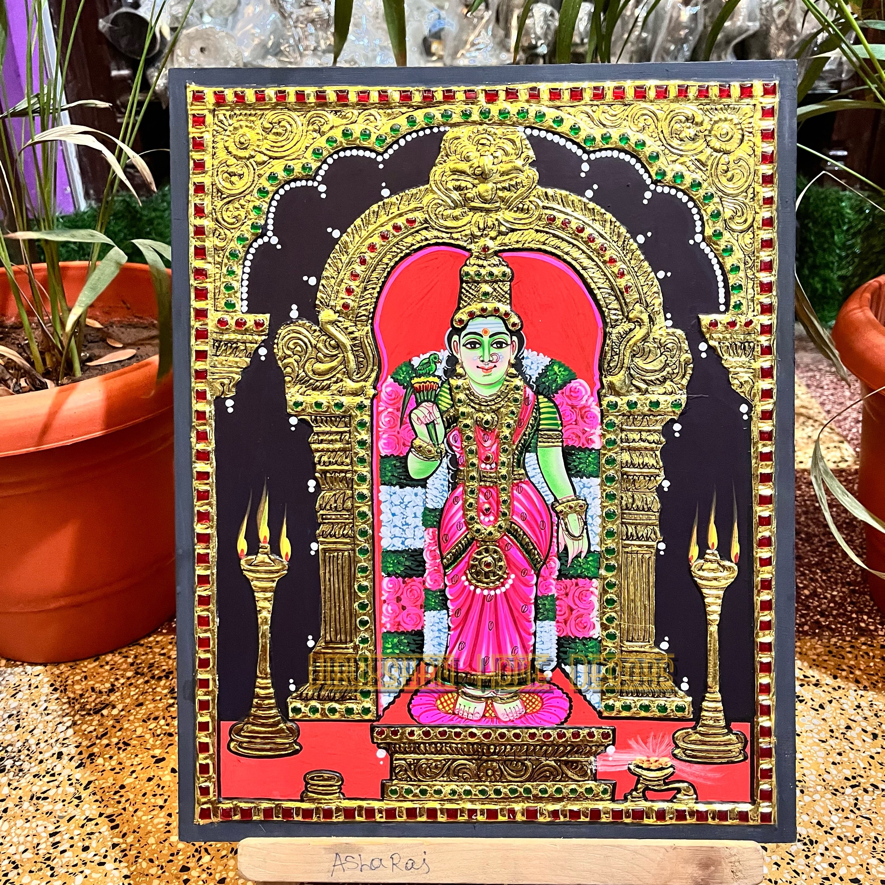 Meenakshi 12x15  Tanjore painting -1 board(15 days delivery time)without frame