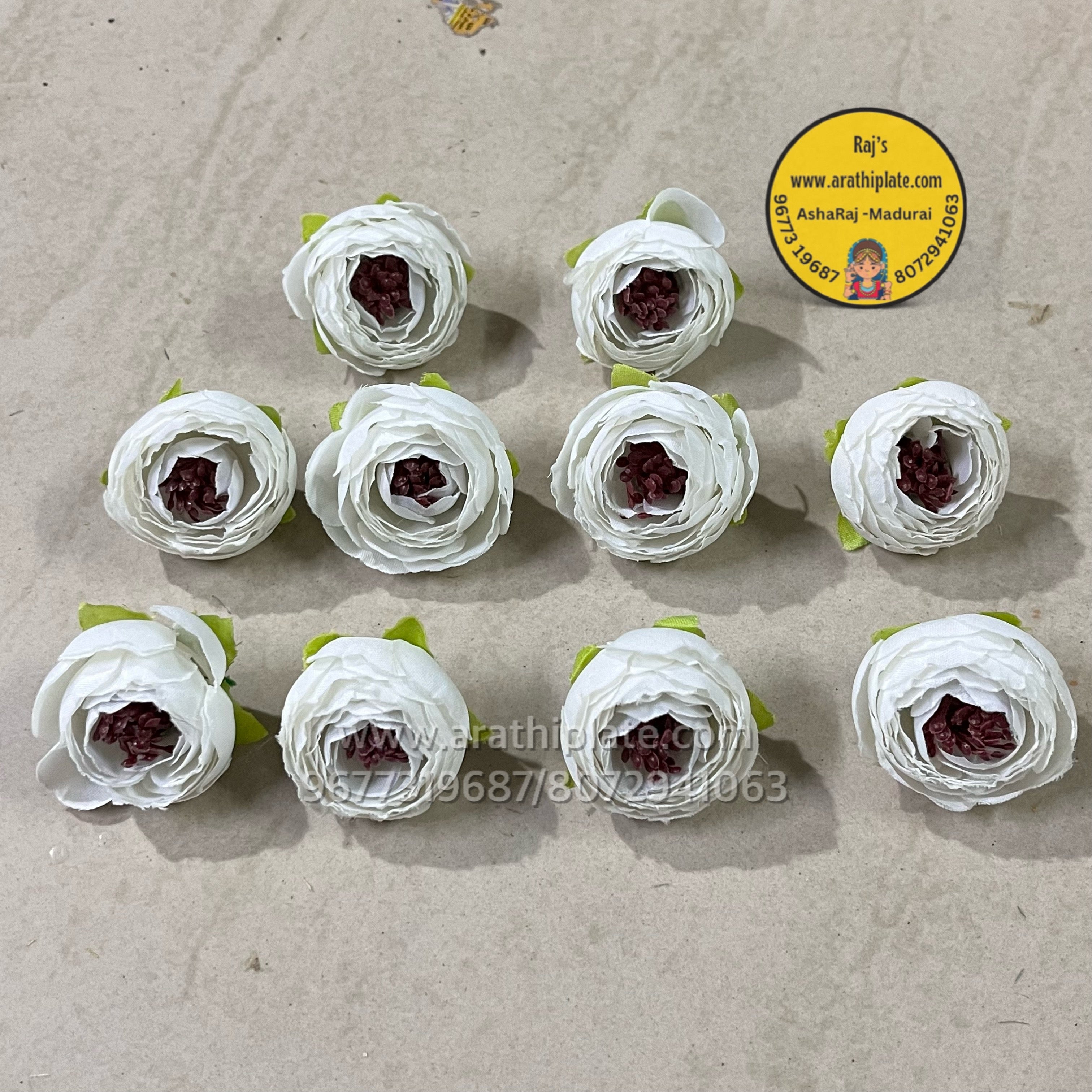 Kutty Peonies White- 10 pc in a pack