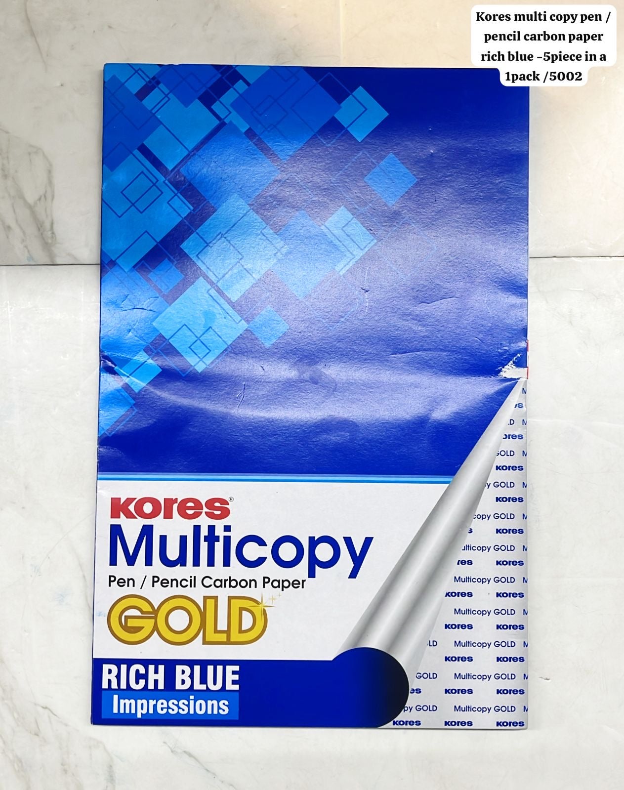 Kores multi copy pen /pencil carbon paper rich blue gold 5piece in a 1pack/5002