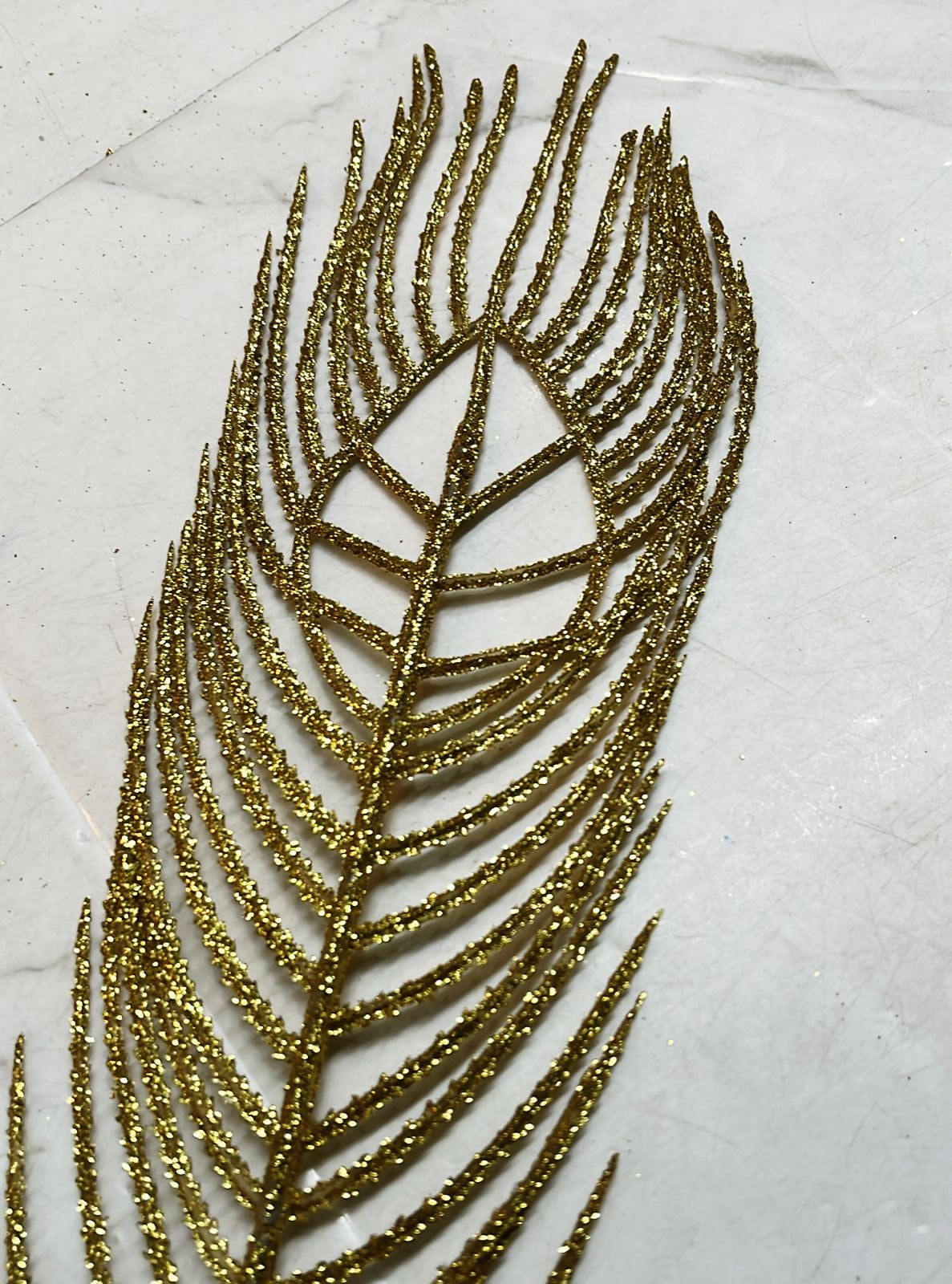 Golden glitter Peacock feather-1pack