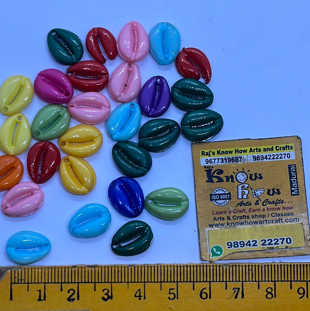 Multicolour plastic kauri sea shells 10pair in a pack