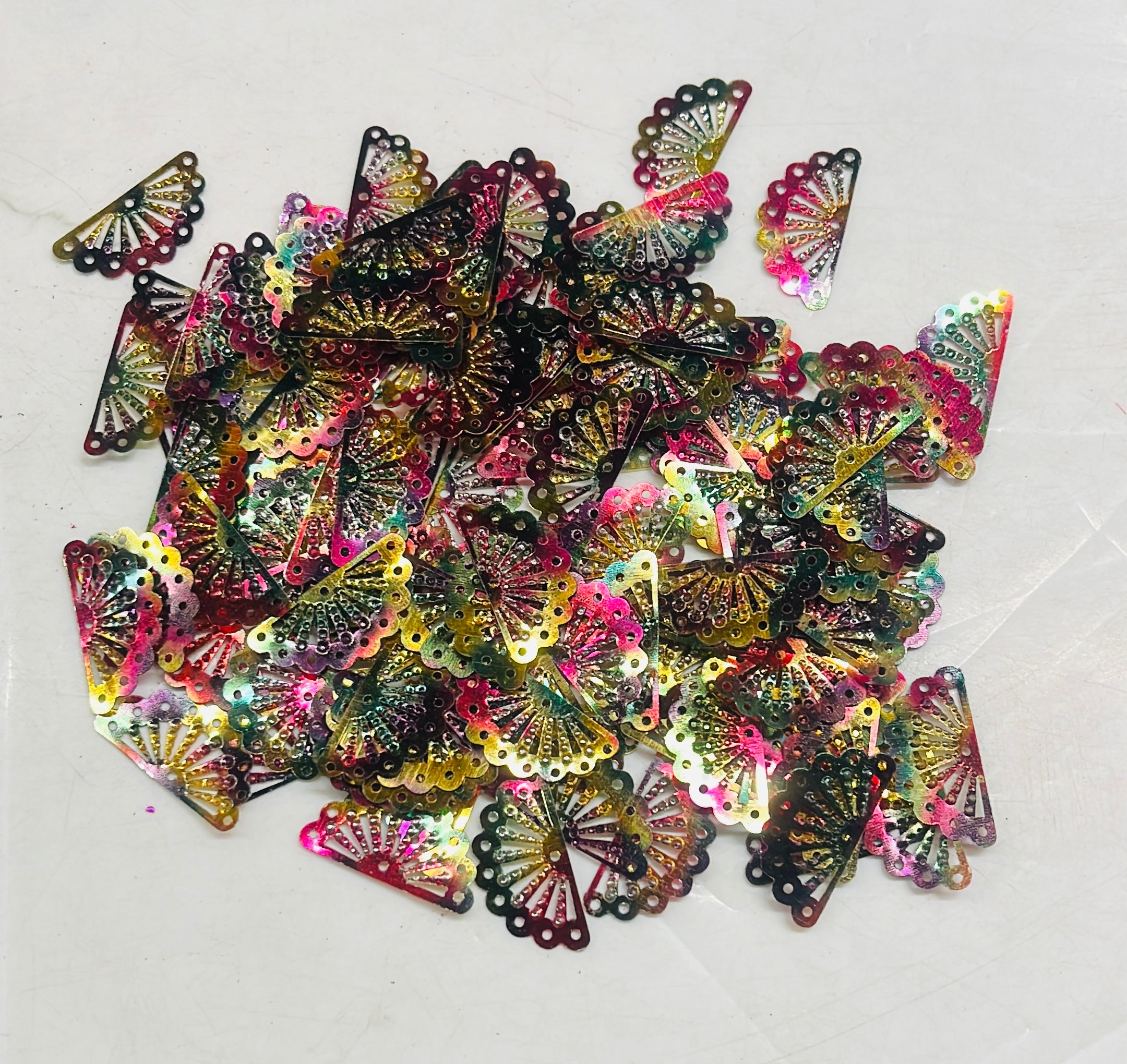 Rainbow fan shaped chamki 100g-1pack/555C