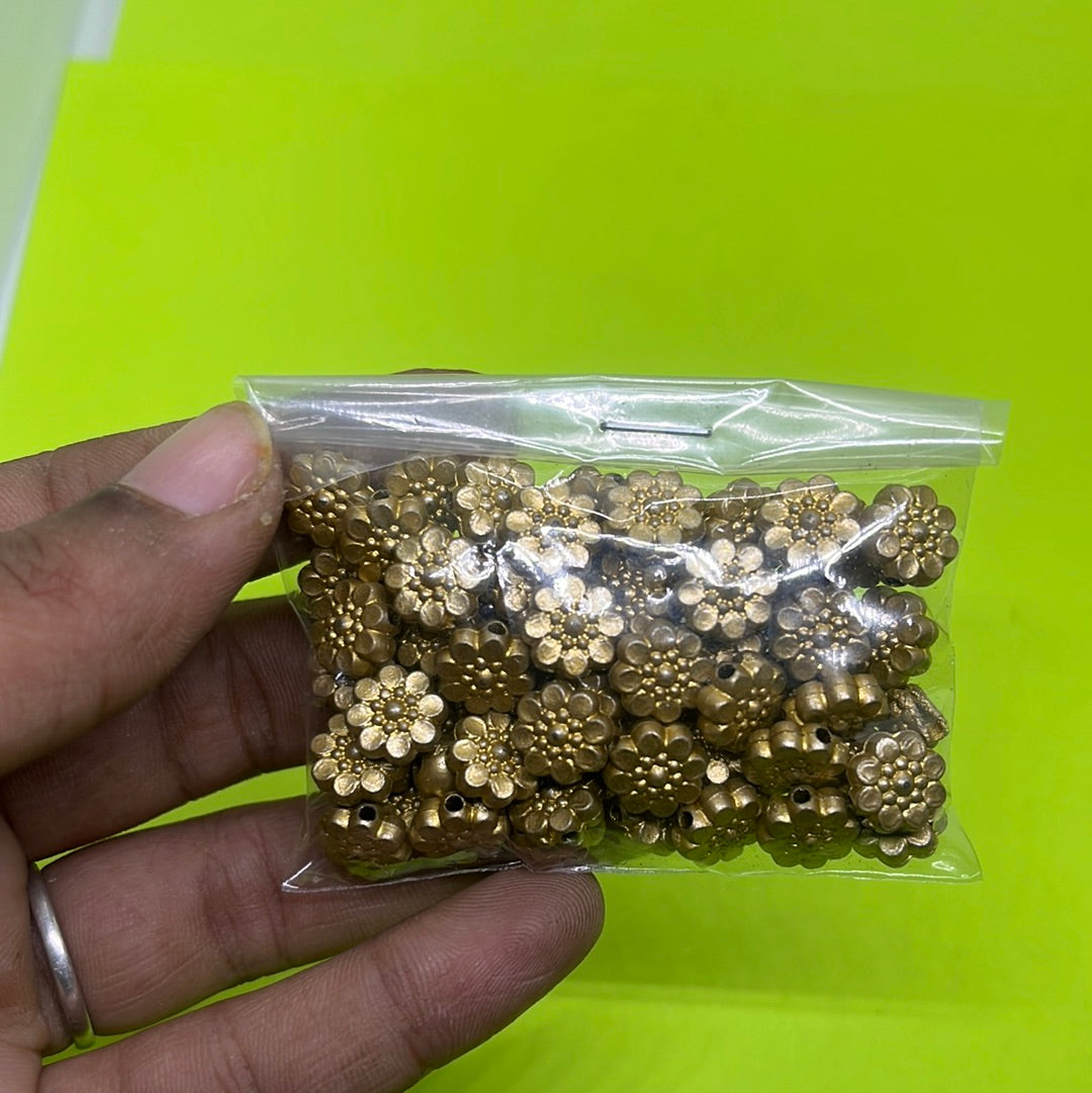 Golden metallic beaded jewelry making stones  more than 25pc