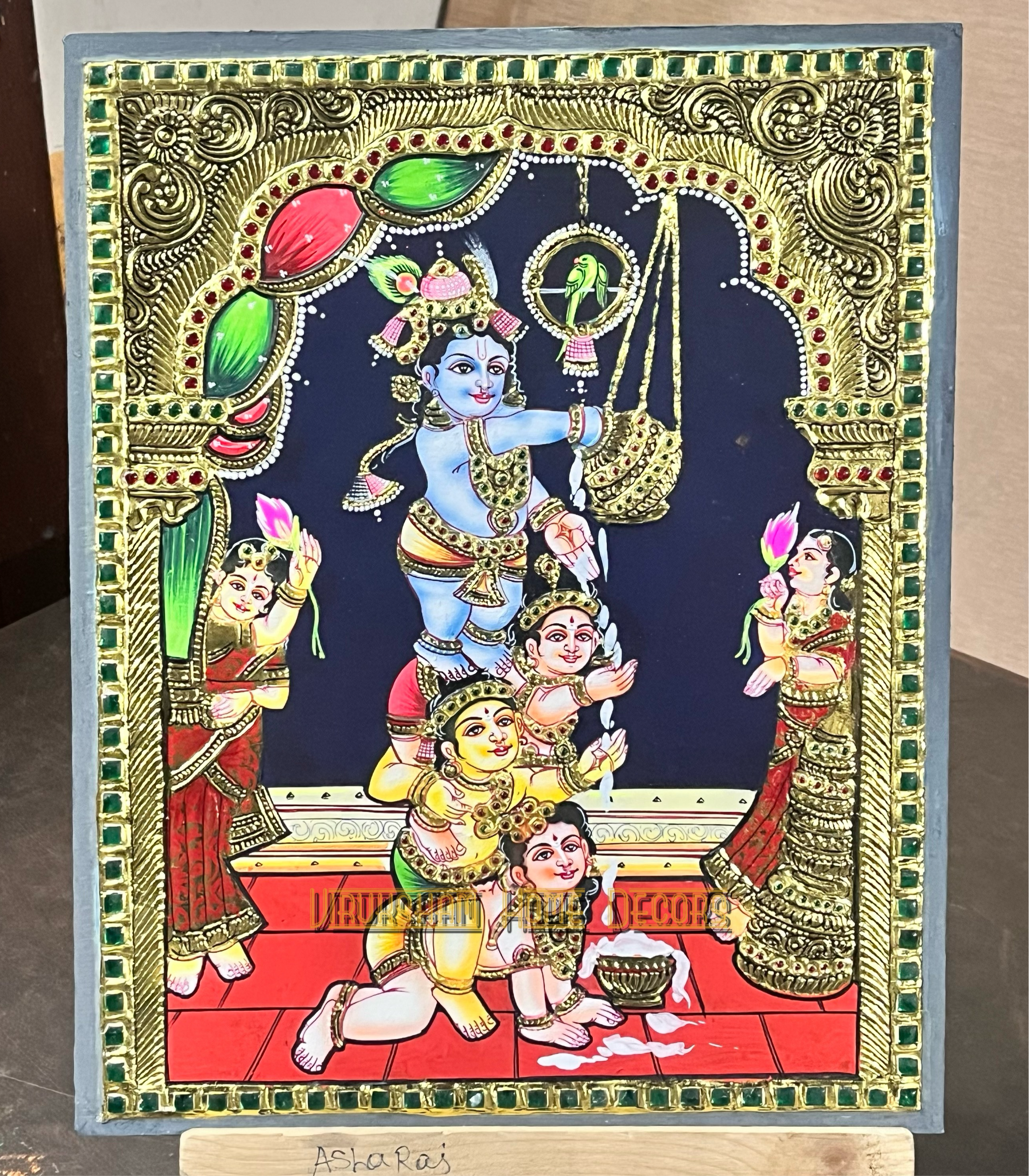 Vennai Thirudum kannan   12x15  Tanjore painting -1 board(15 days delivery time)without frame