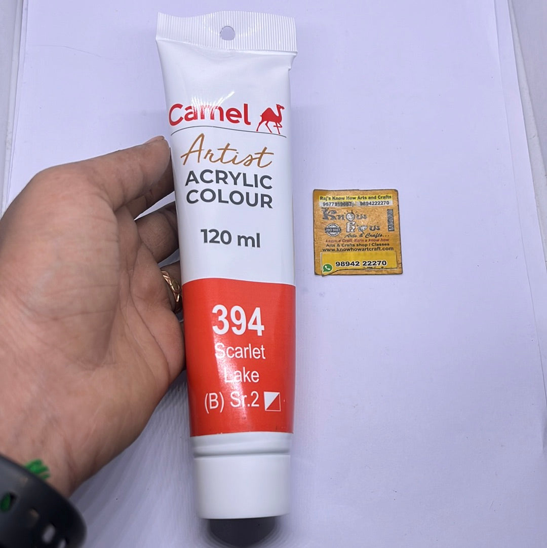 Scarlet lake -120ml Camlin Artist range acrylic colours – KnowHowArtCraft