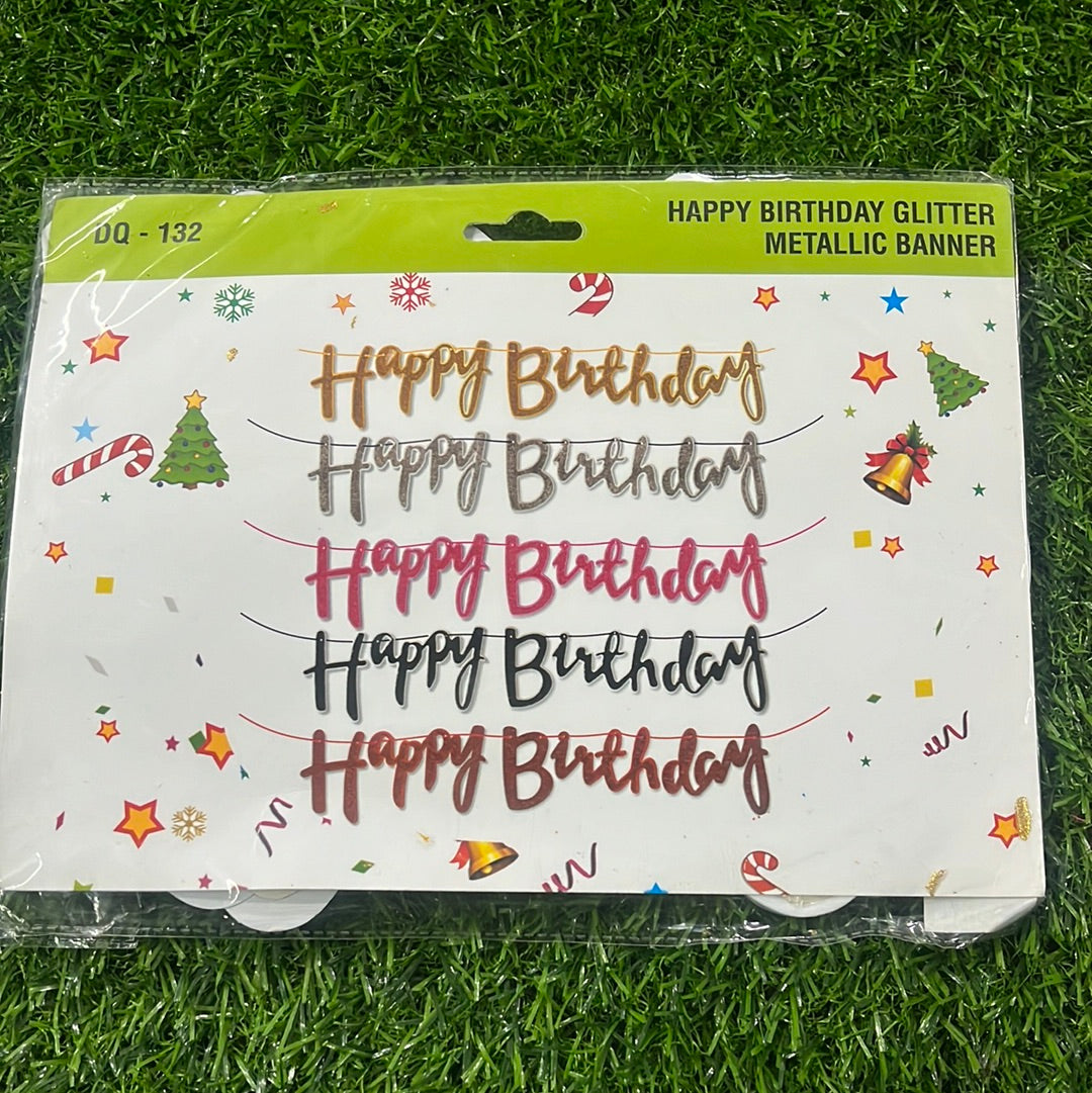 Happy Birthday Glitter metallic Banner