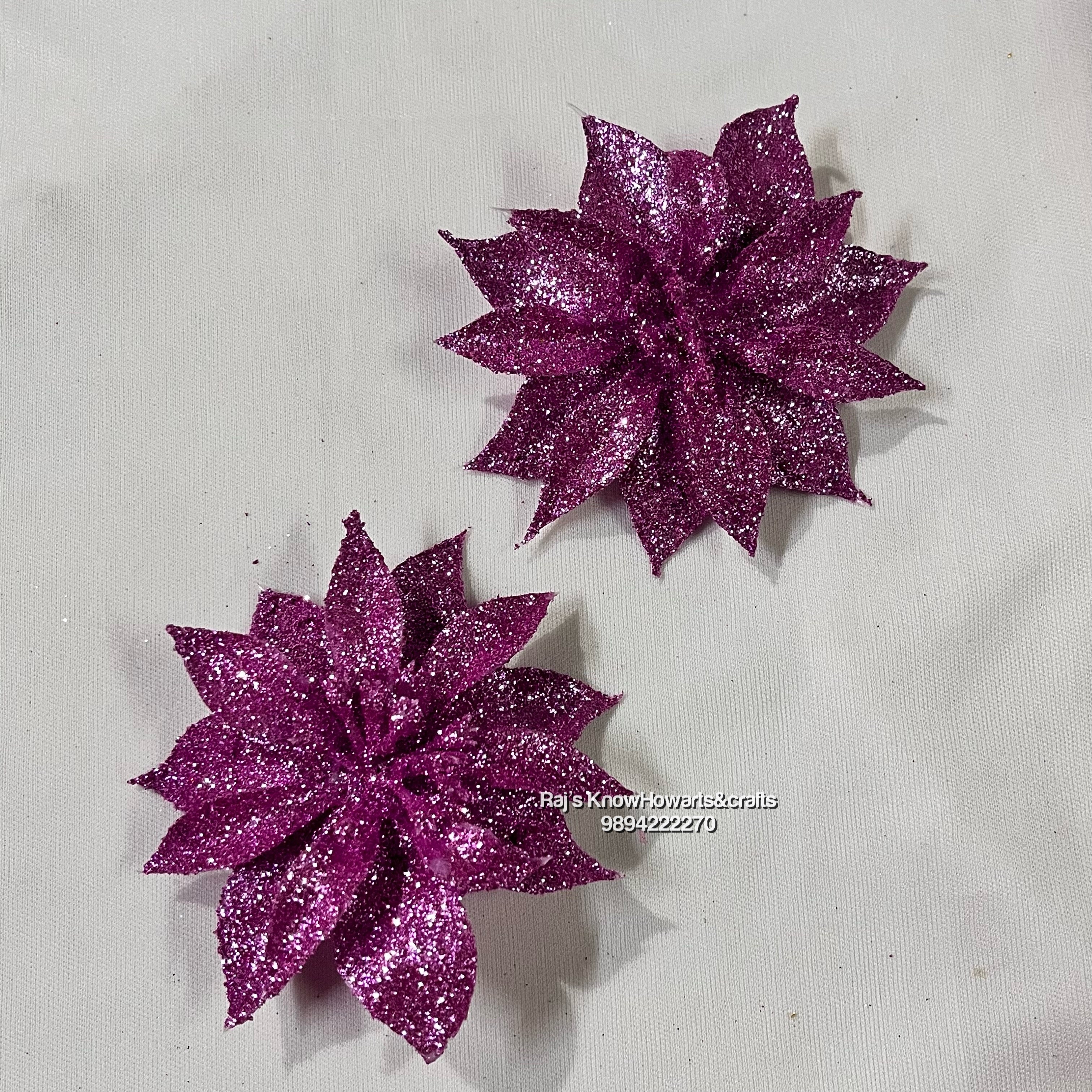 Purple Glitter flower - 2 pc