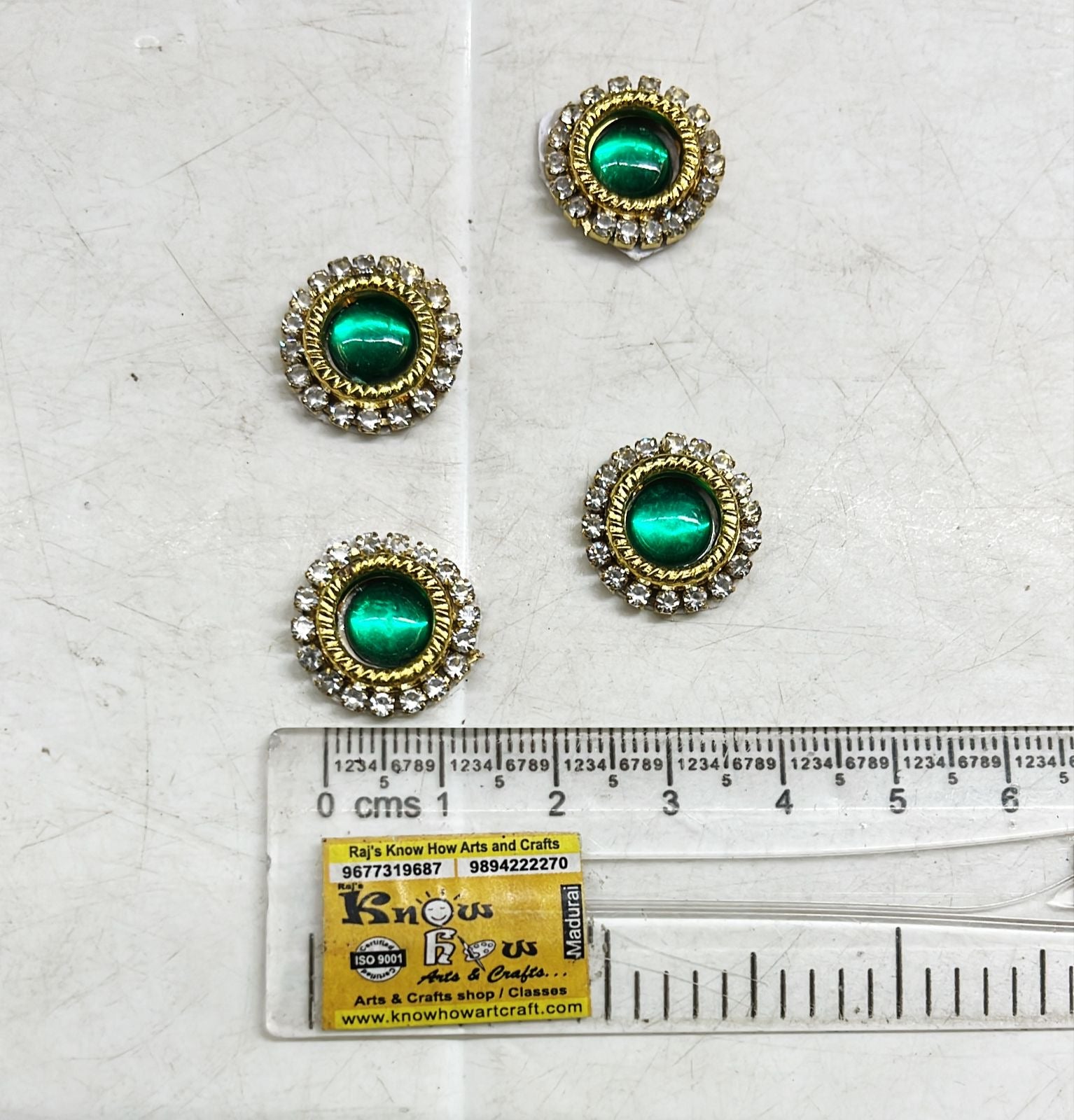 Round green stone embroidery patch small 20piece in a 1pack /GSEPS