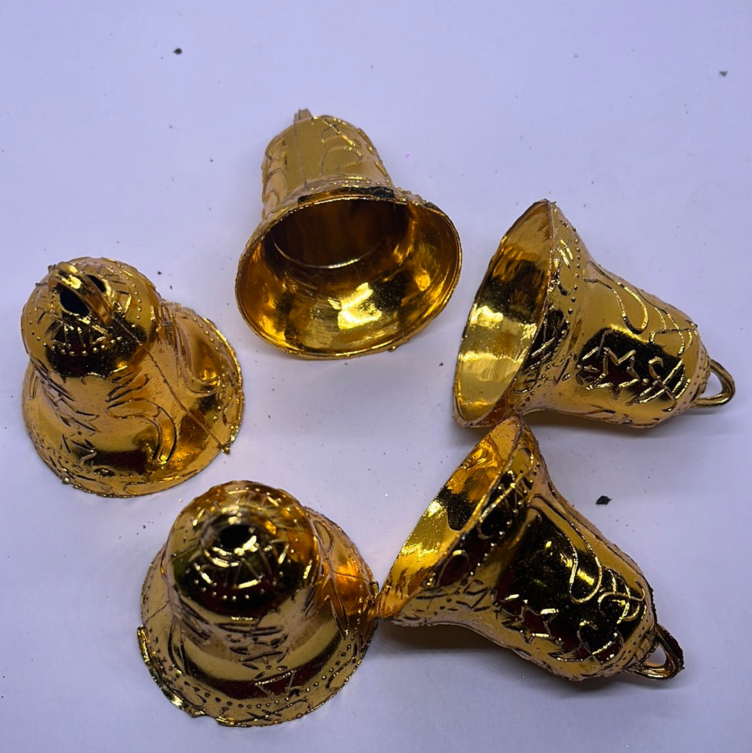 Acrylic Golden coloured metal bells - 5pc