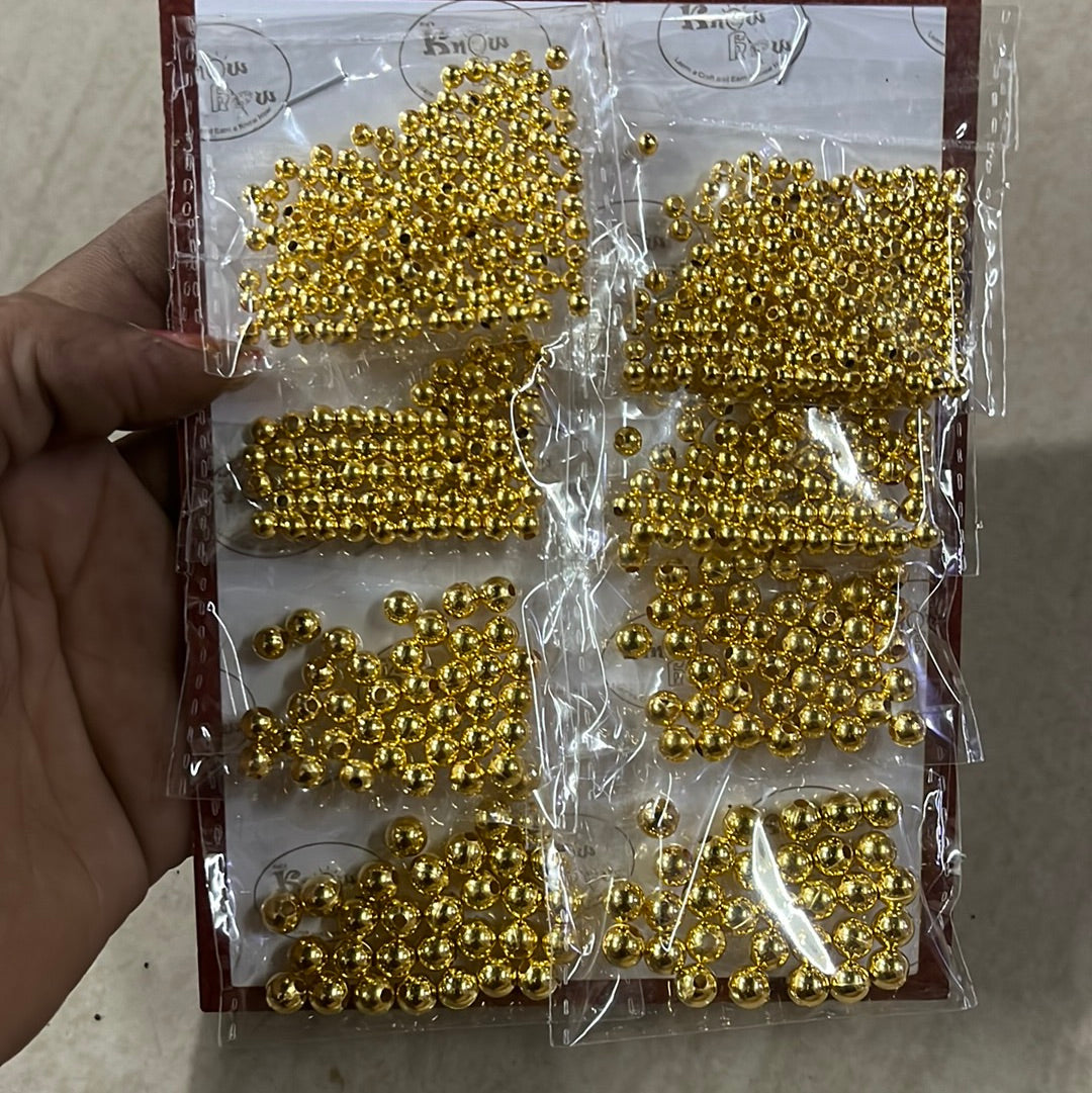 Shiny Gold Round beads kit set of 4 sizes