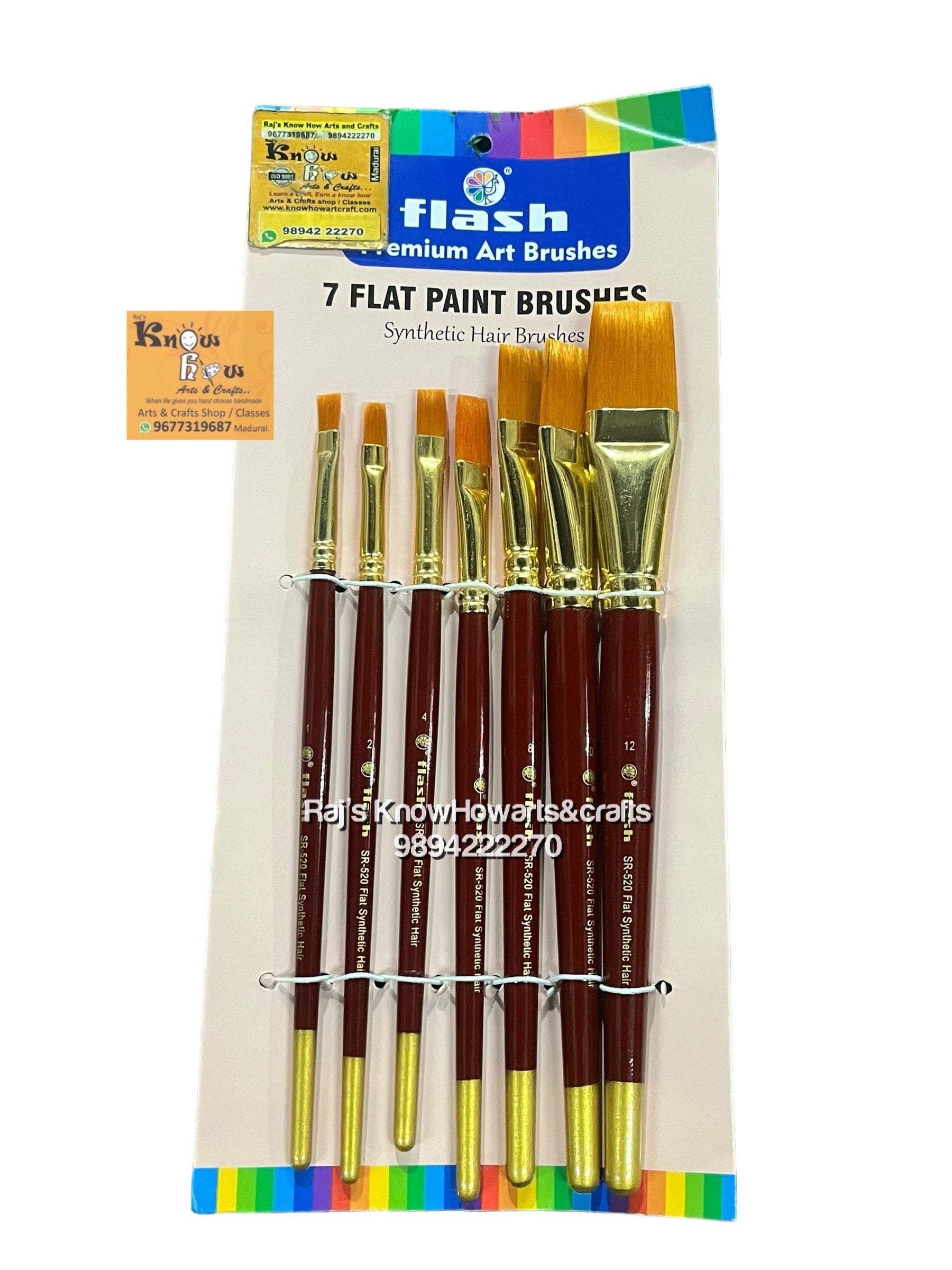 Flash premium art brushes 7 flat paint brushes