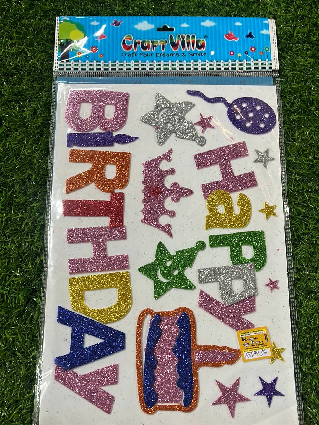 Happy birthday Glitter stickers A4size-1 pack