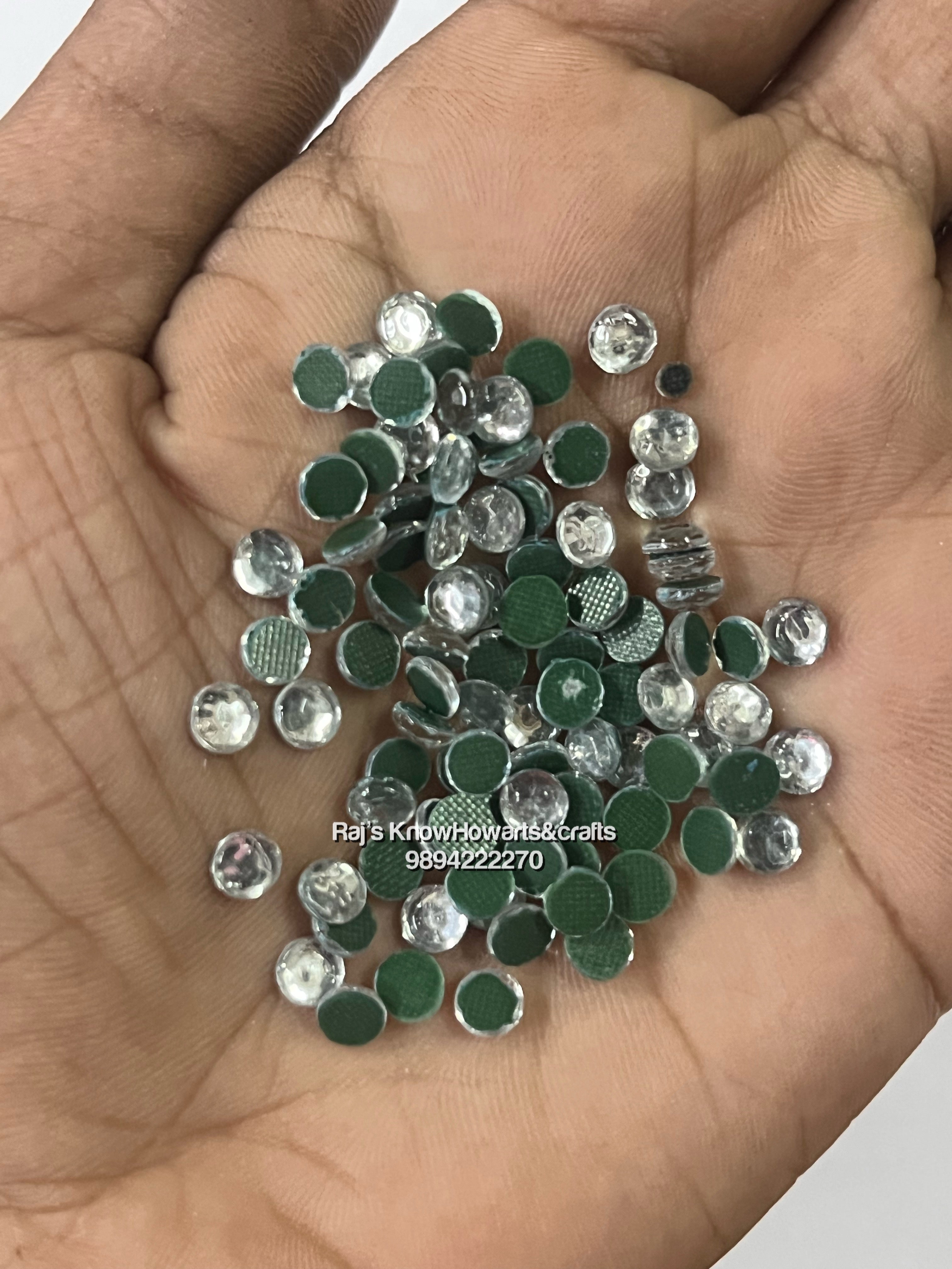 3mm Round kundan  ironing stone  - 50g in a pack