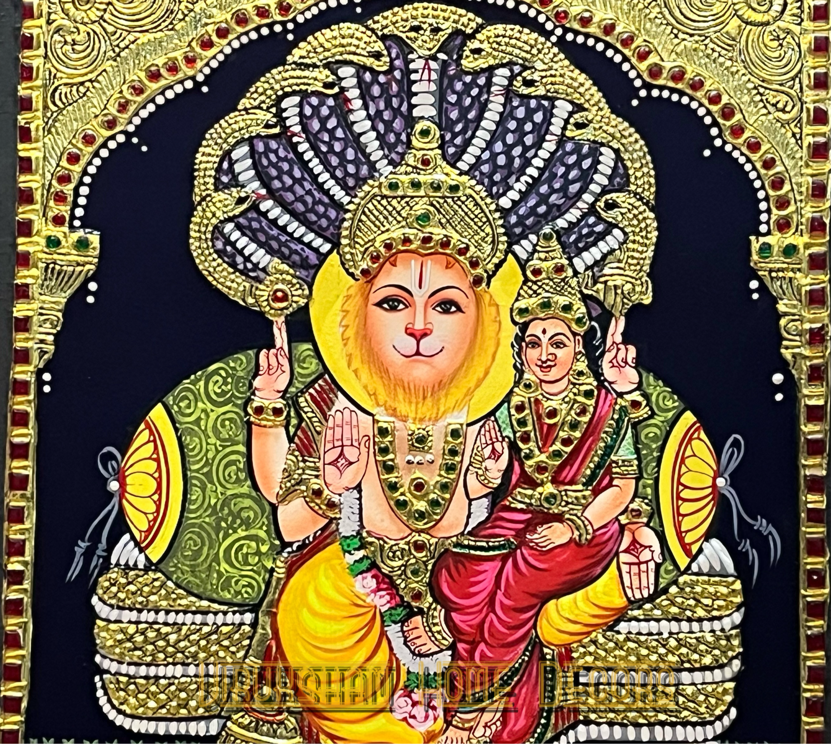 Lakshmi Narasimhar 12x15  Tanjore painting -1 board(15 days delivery time)without frame