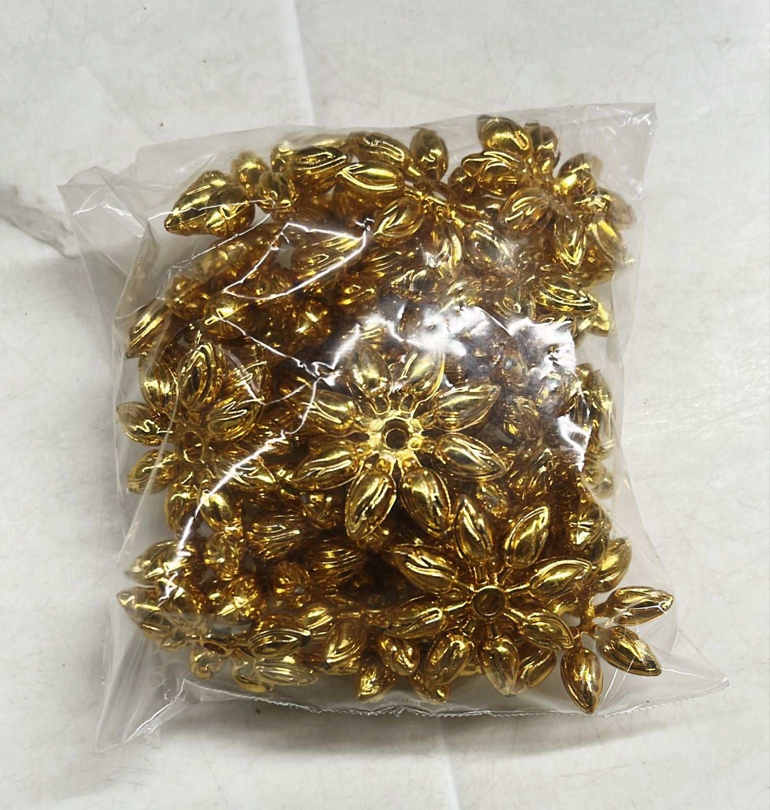 Golden Acrylic jasmine beads for garland making 100g in a 1pack