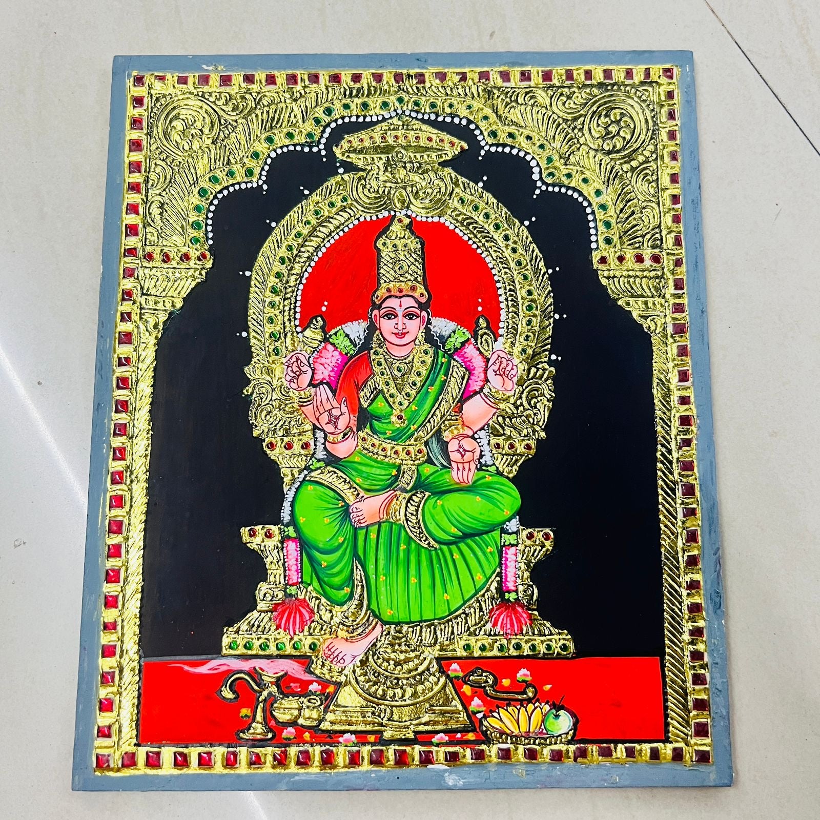 Bhuvaneshwari Tanjore painting 10x12(15days  delivery form payment date)-1pack