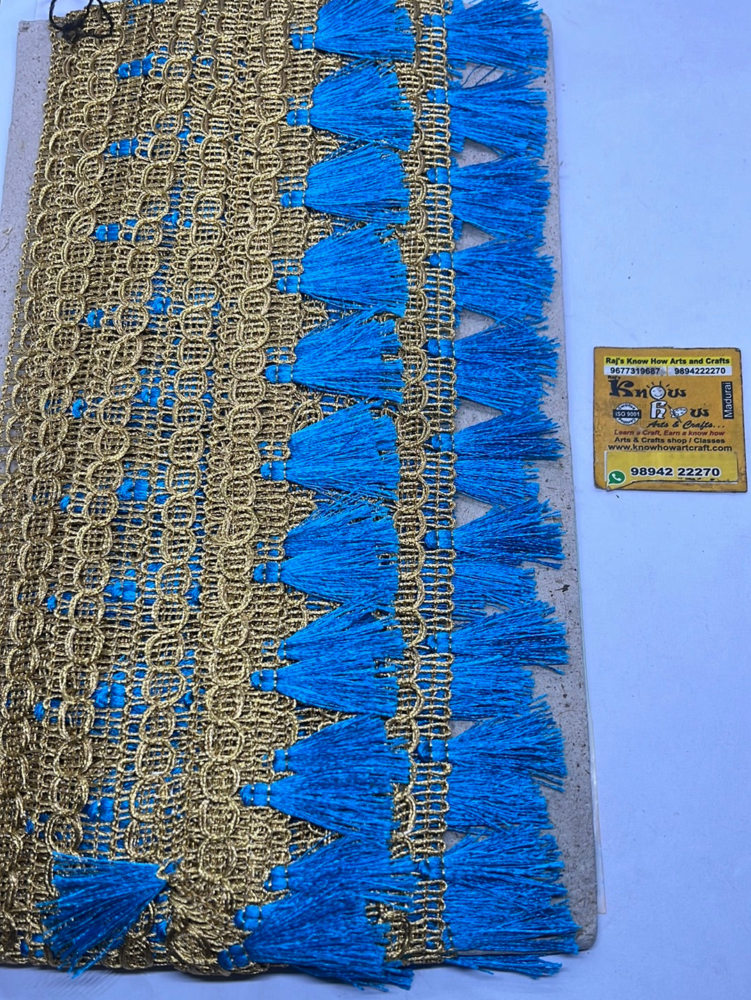 Blue golden fancy   lace - 1 meter