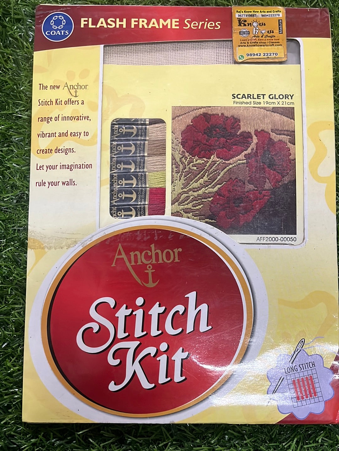 Anchor stitch embroidery kit scarlet glory finished size 19cm x 21cm