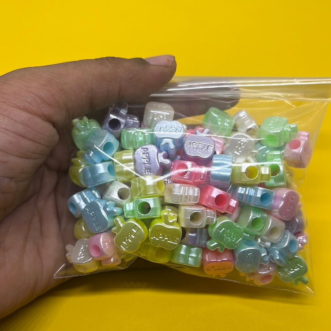 Pastel color apple design beads -50g 5