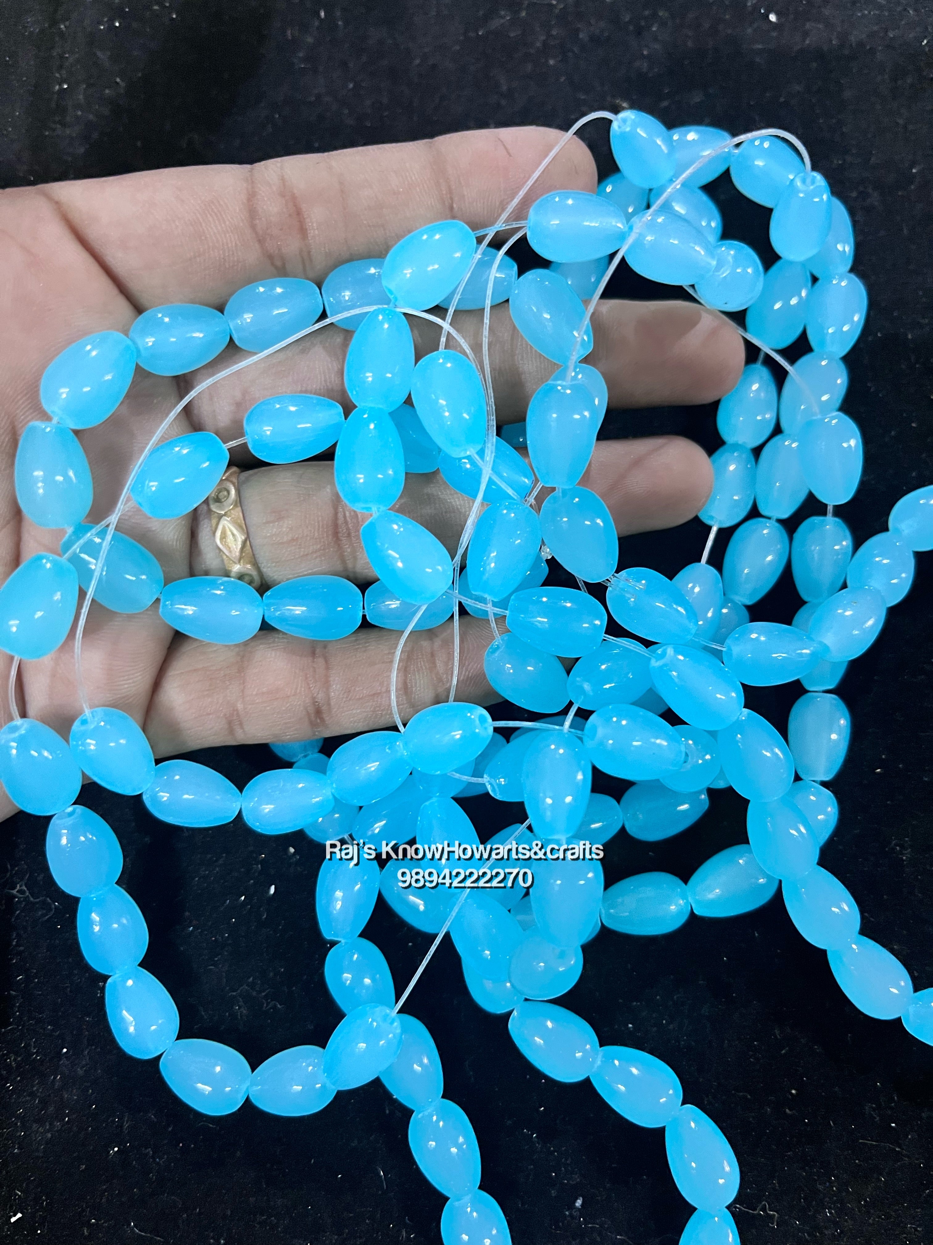 Bracelet beads sky blue colour - 1 line