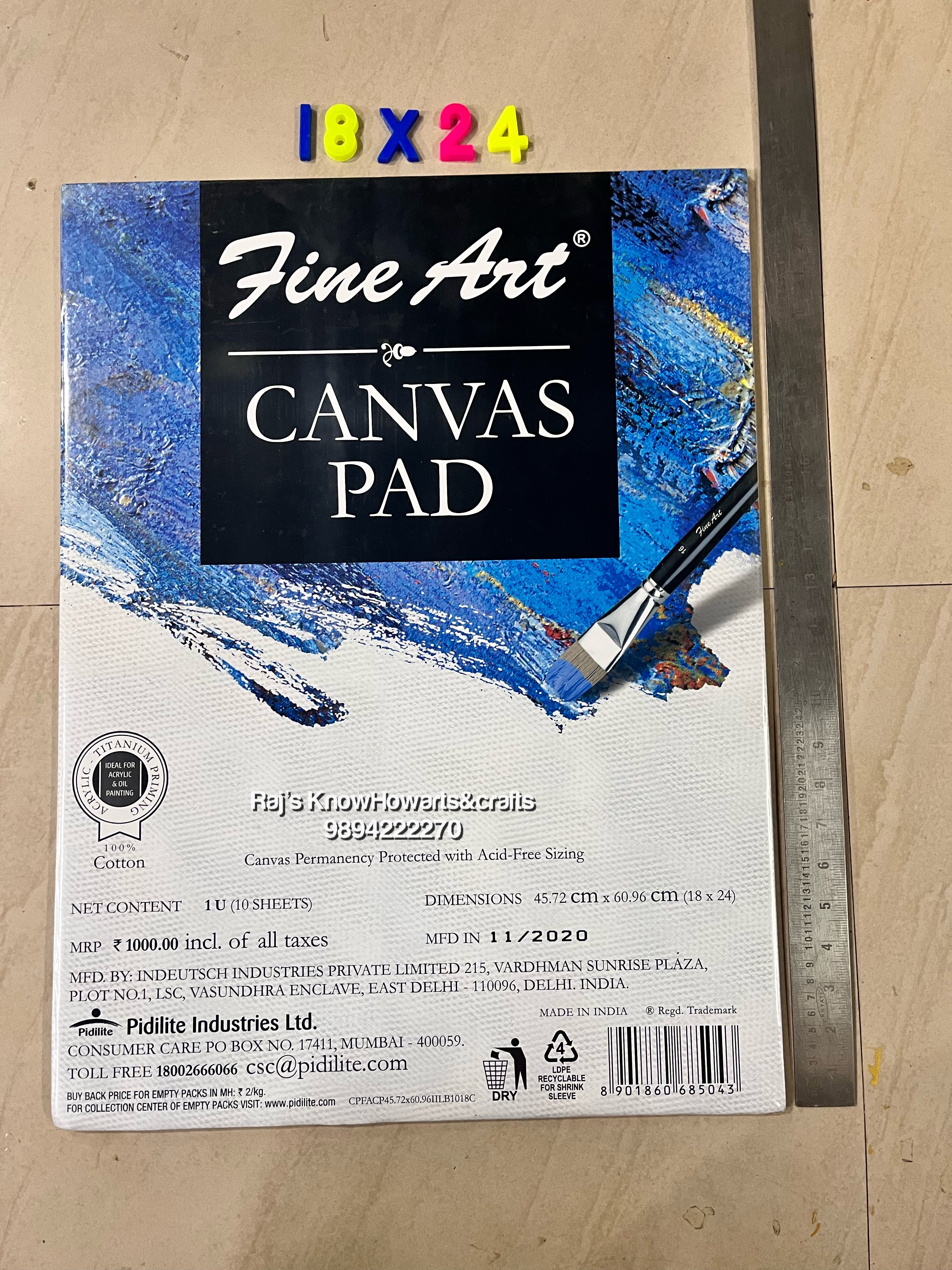 Fine art Canvas pad - 10 sheets - 18x24