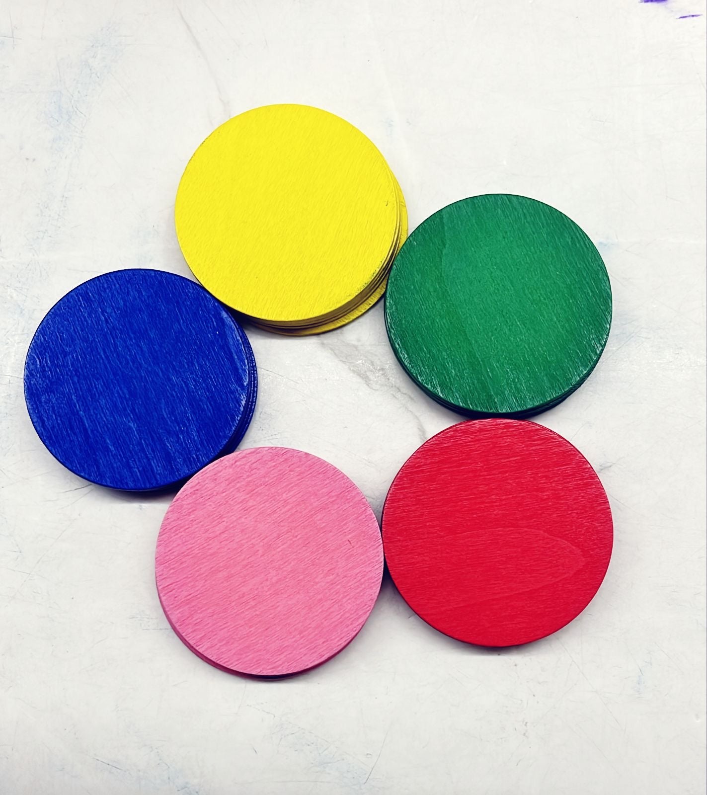 Craft wood coin colour 25piece 50mmx1.2m in a 1pack/MG6407