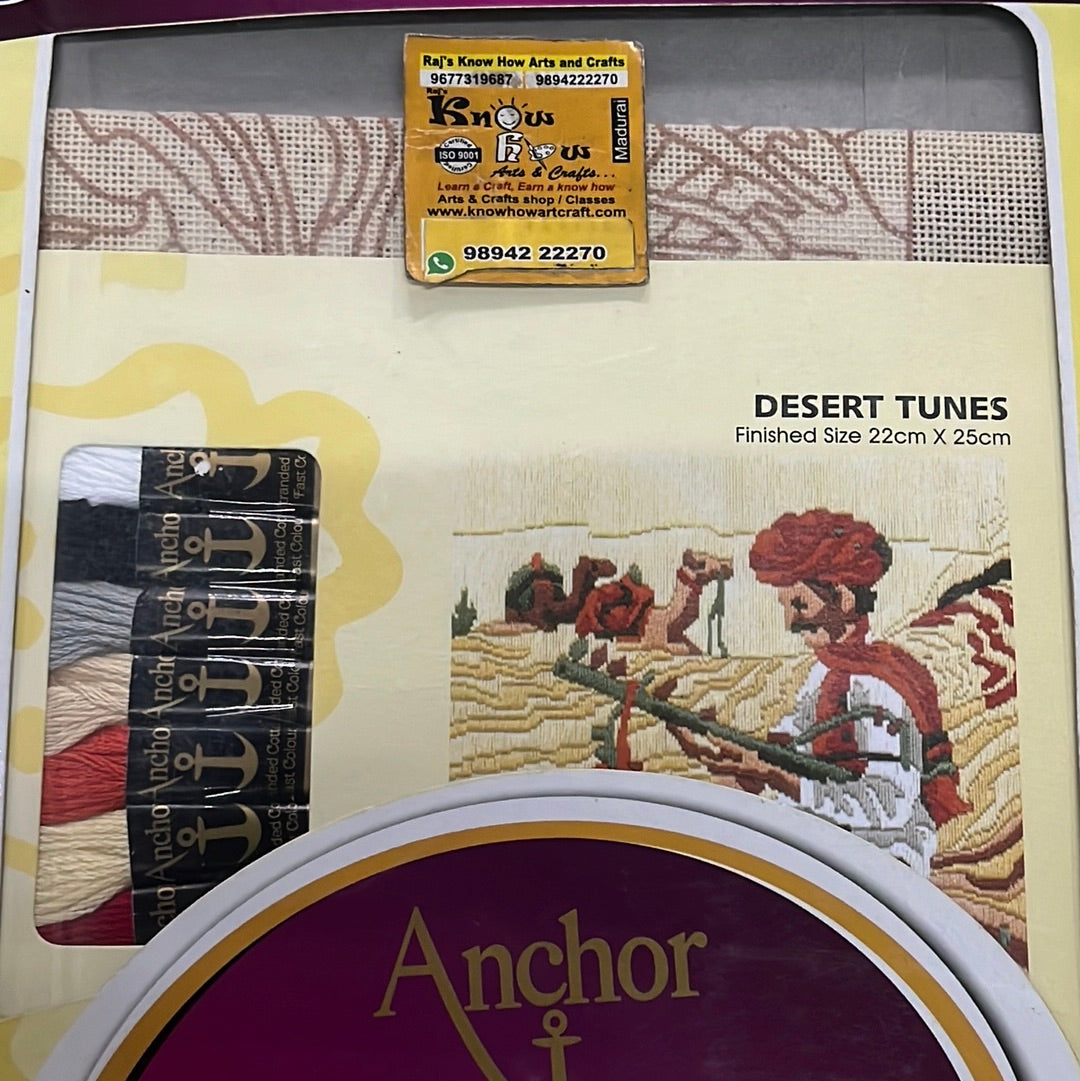 Anchor stitch embroidery kit Desert tunes finished size 22cm x 25cm