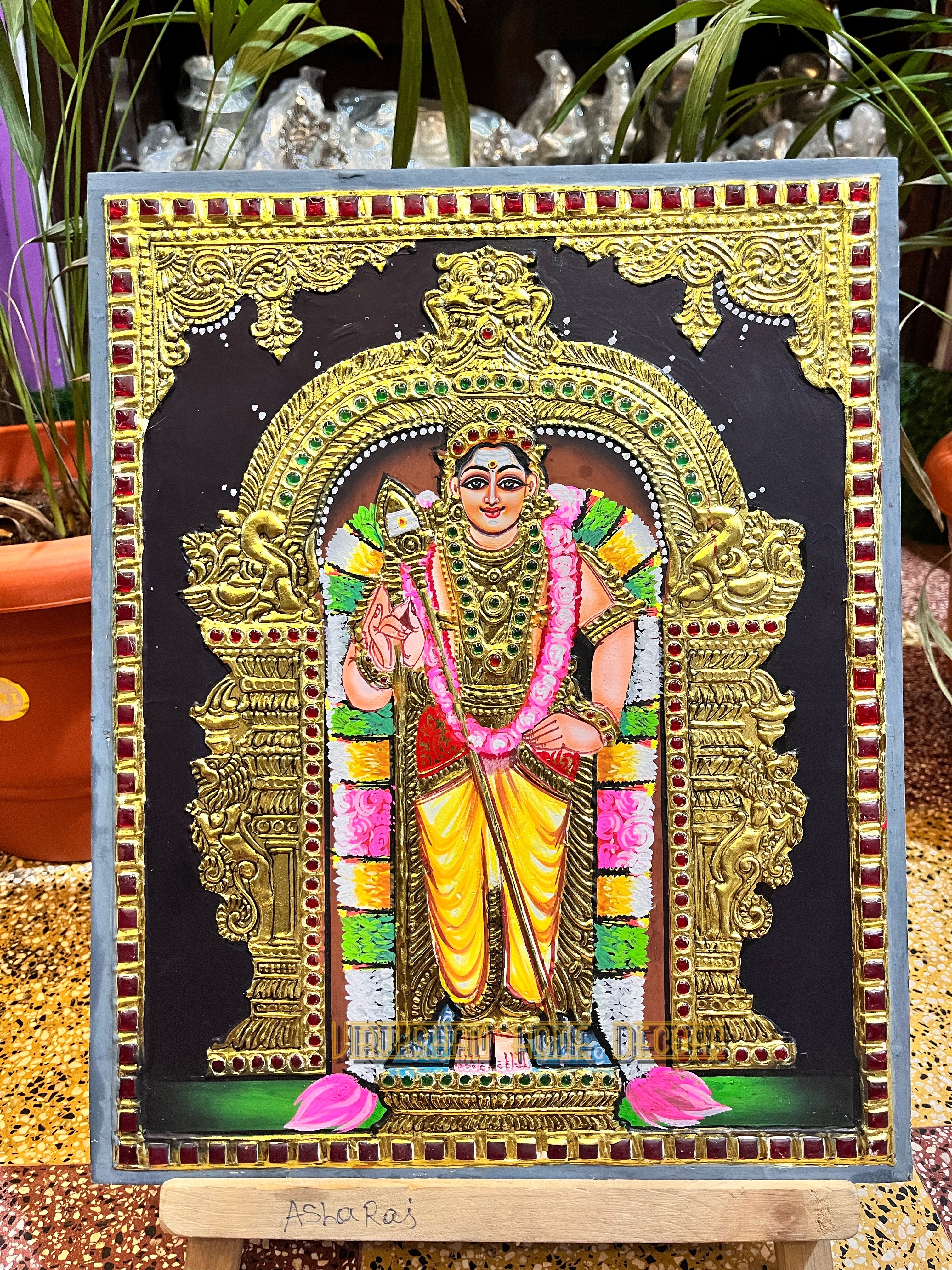 Murugan  10x12  Tanjore painting -1 board(15 days delivery time)without frame