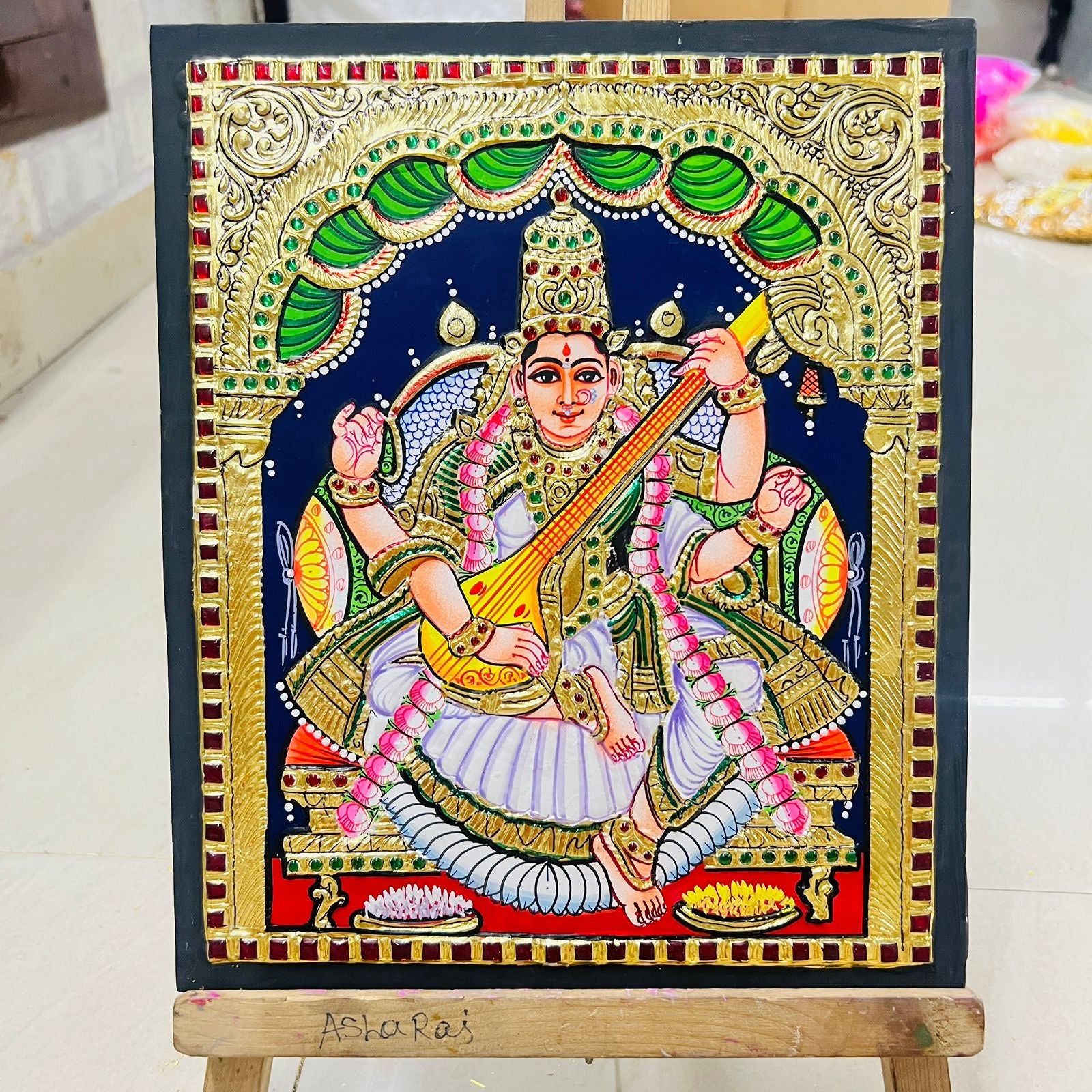 Saraswathi any 1pack Tanjore painting 10x12(15days delivery form payment date)1pack