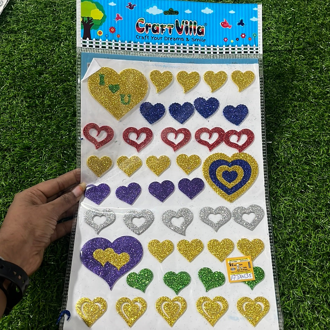 Heart Glitter stickers A4size-1 pack