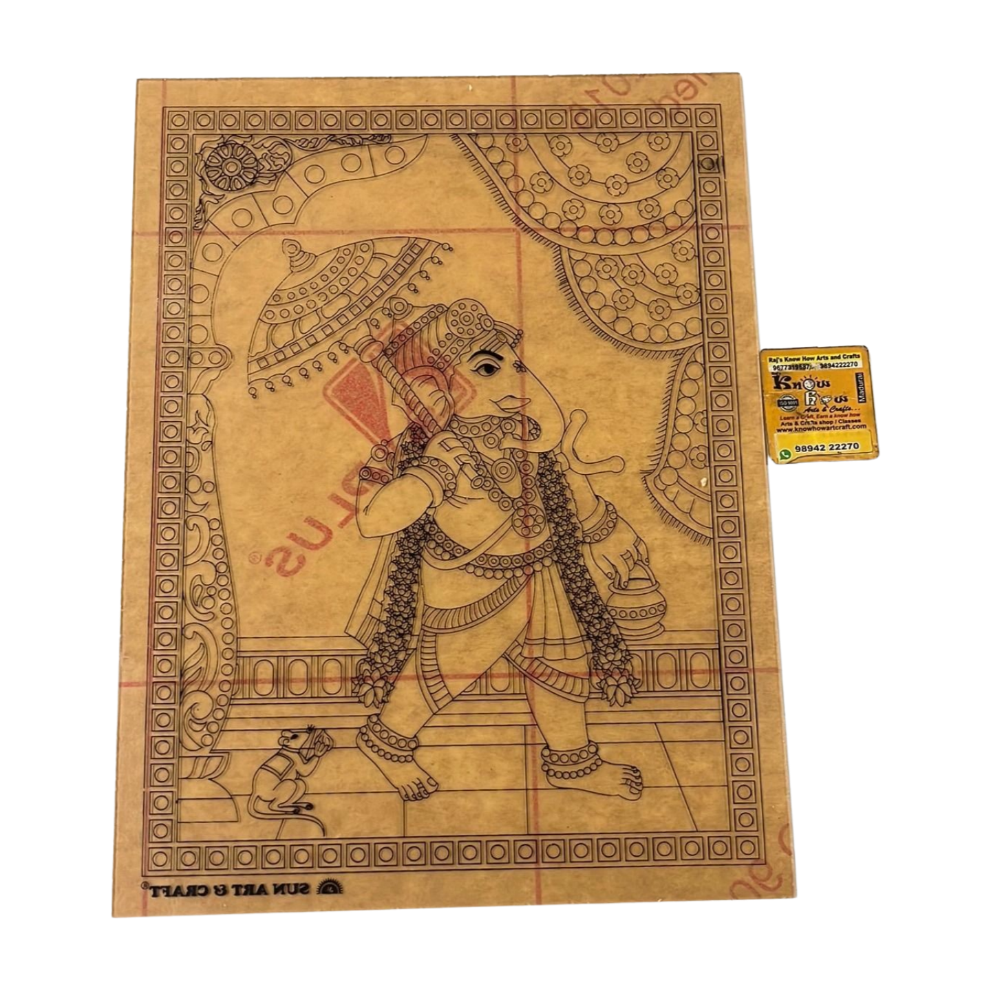 Umbrella Vinayagar tanjore reverse glass painting