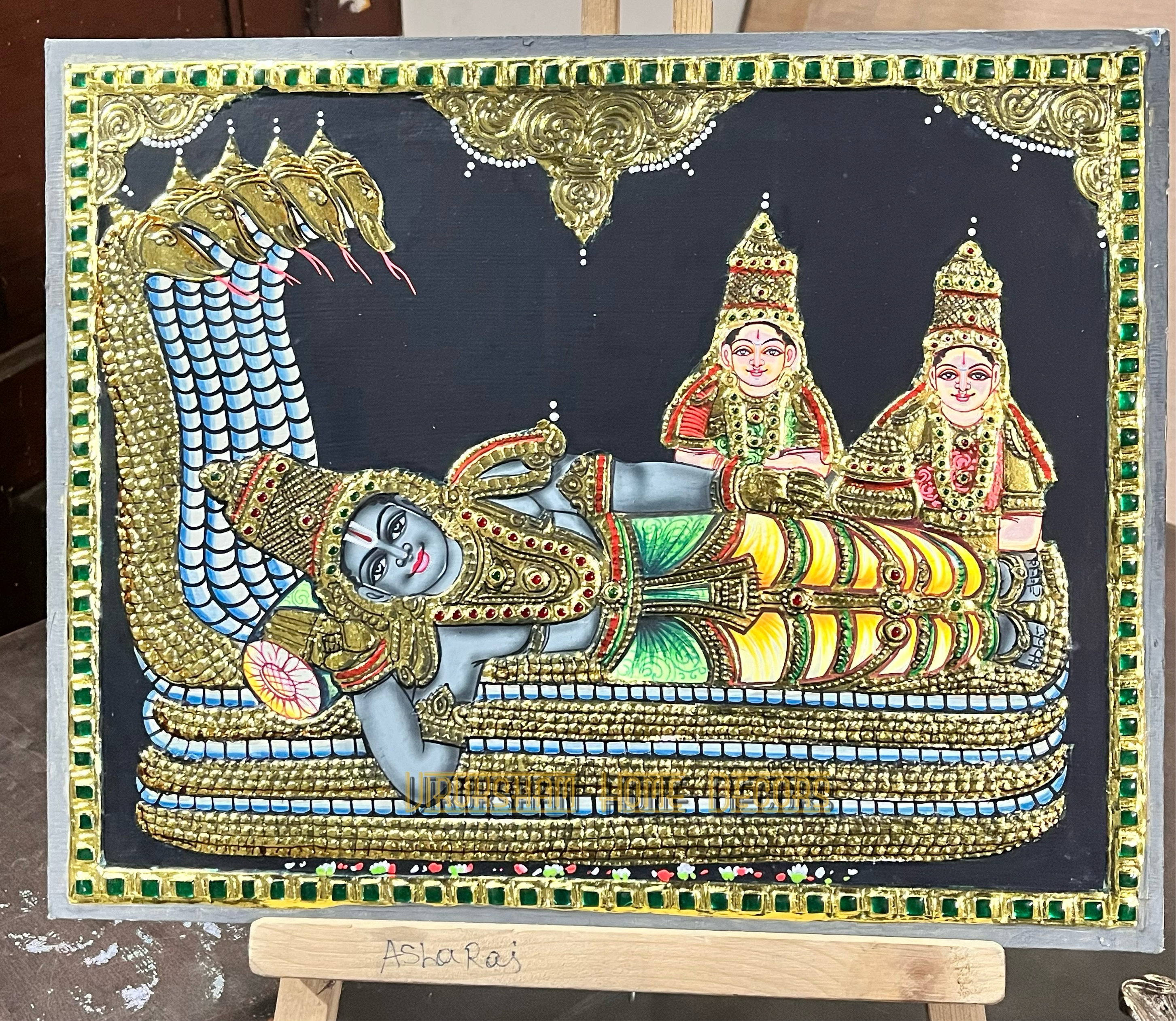 Ranganathswamy  12x15  Tanjore painting -1 board(15 days delivery time)without frame