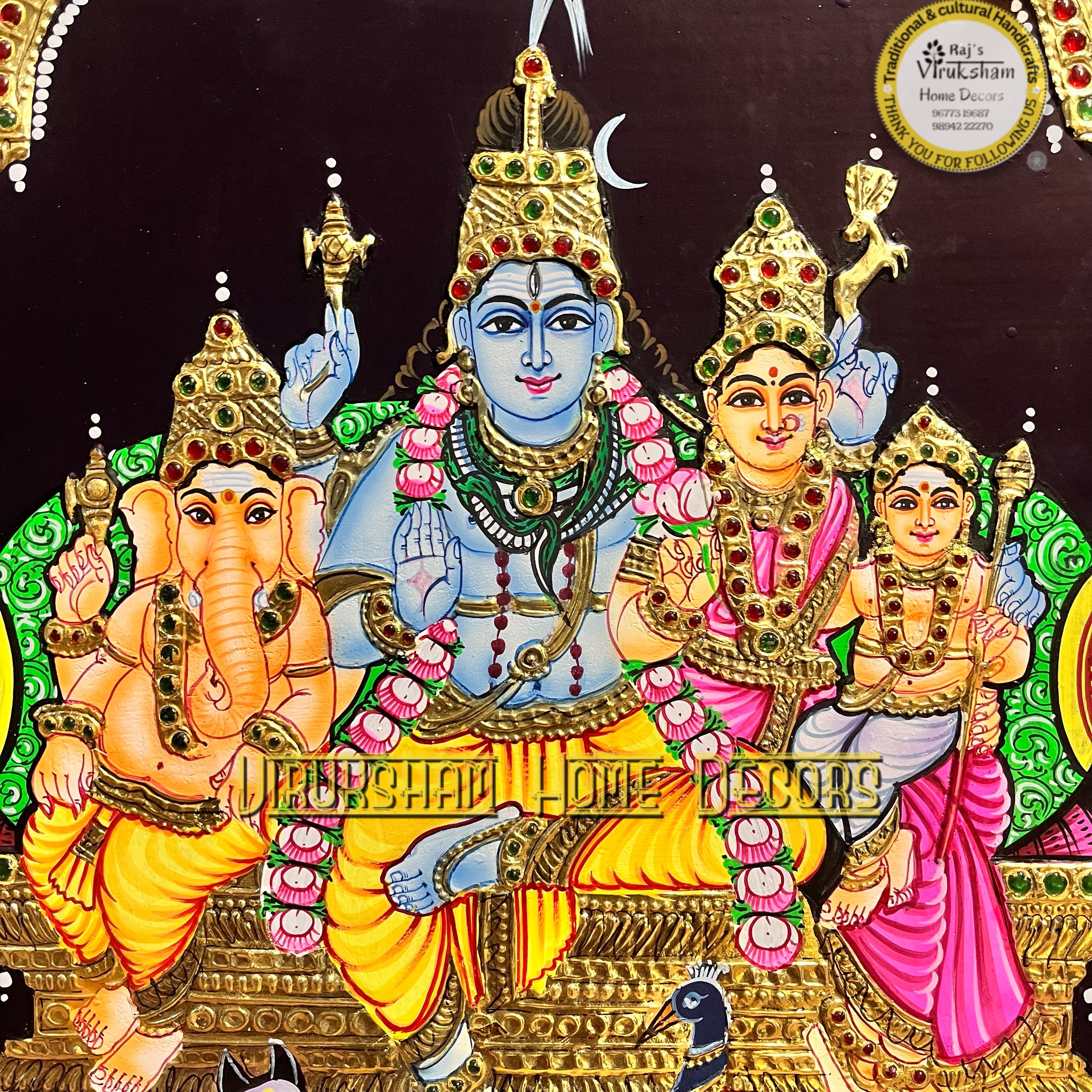 Shiva kudumbam 12x15 Tanjore painting -1 board